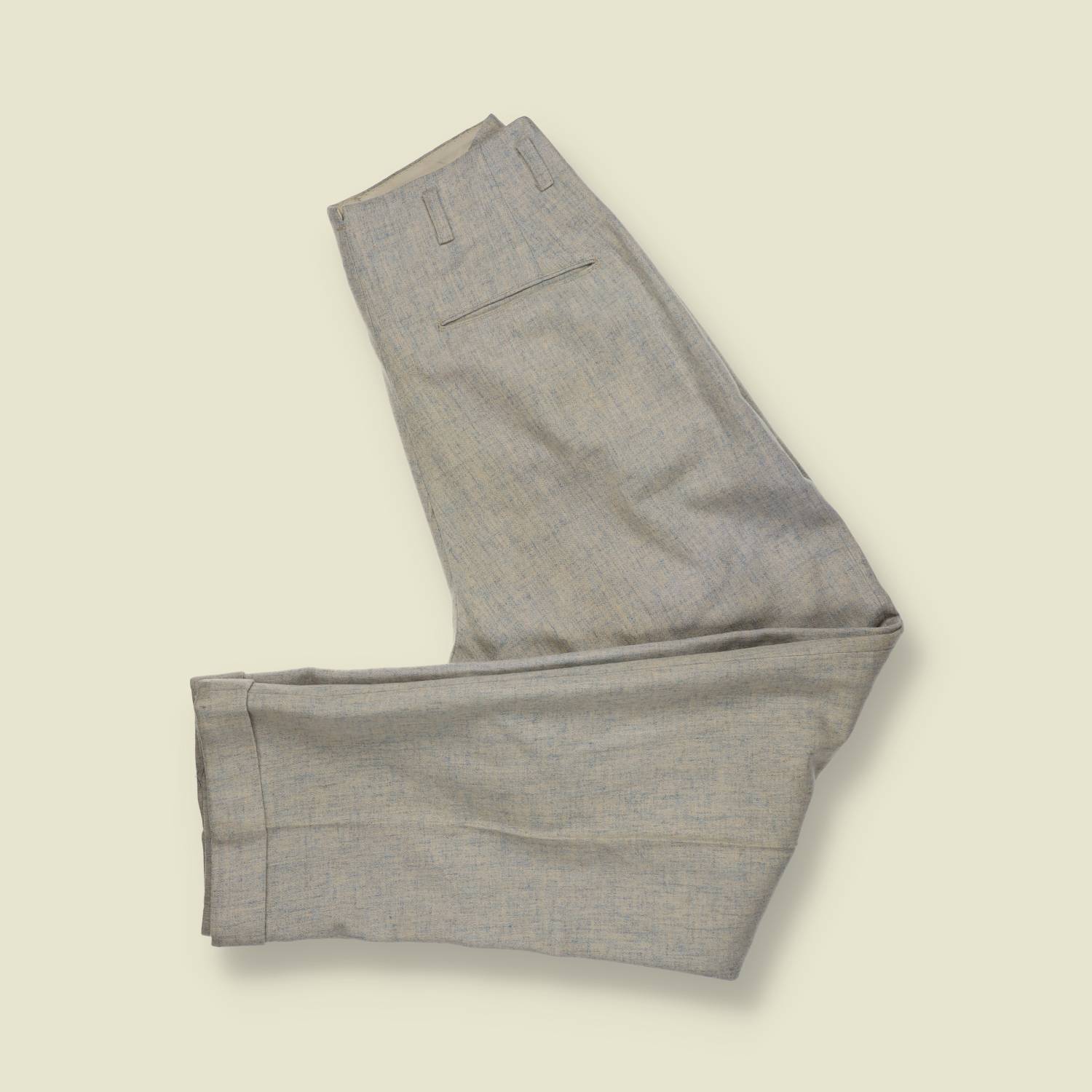1940s-50s | Tailored Wool Trousers – Light Grey Fleck - w28-30