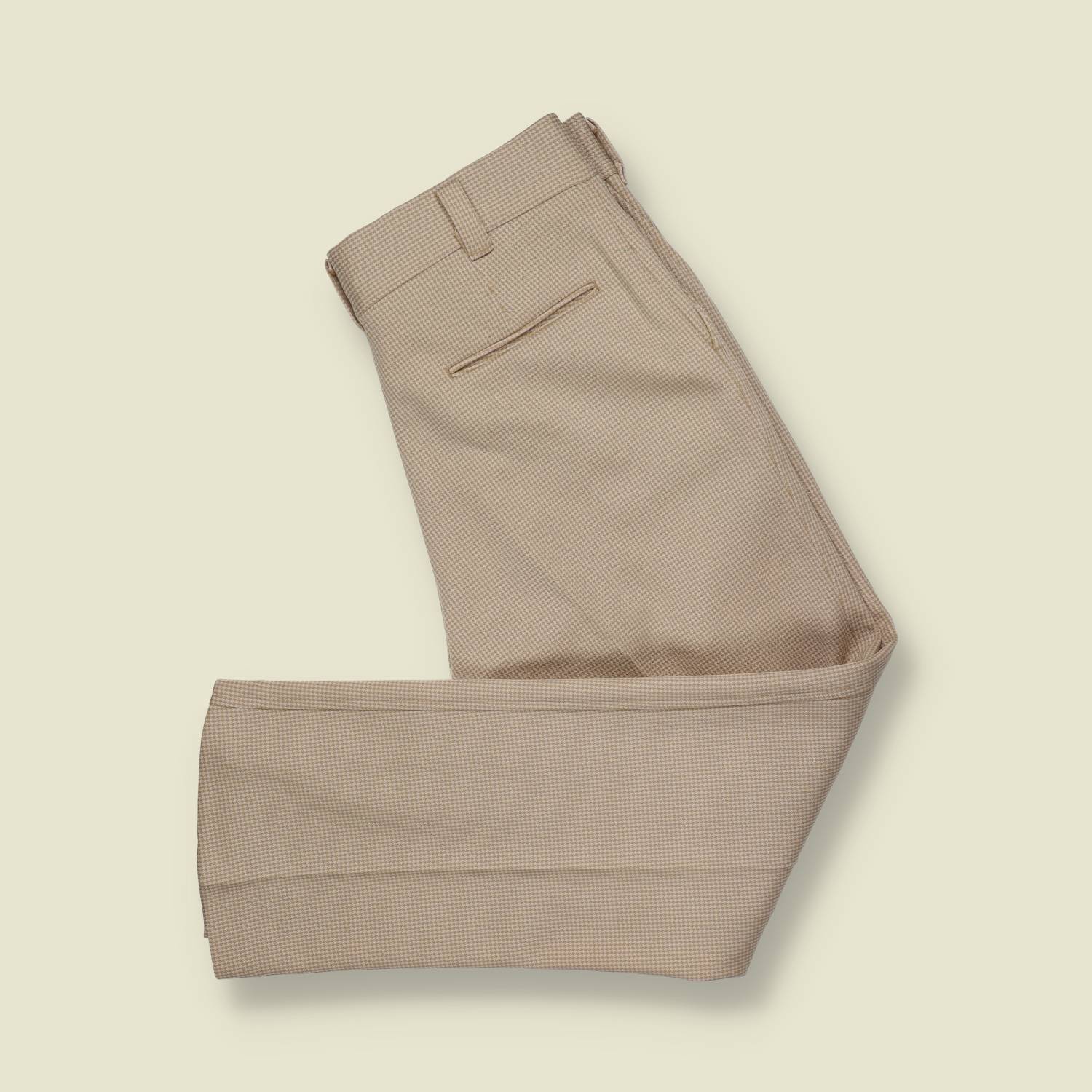 1970s | Sears | Checked Flared Trousers – Tan / Cream - w32