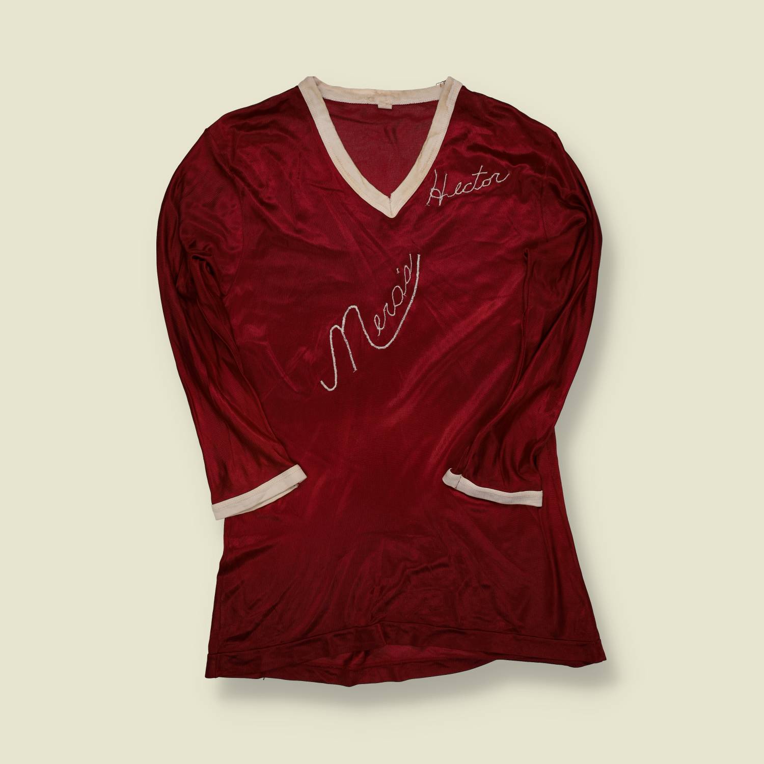 1970s | American Football | Hand-Lettered Cotton Jersey – Burgundy - XS