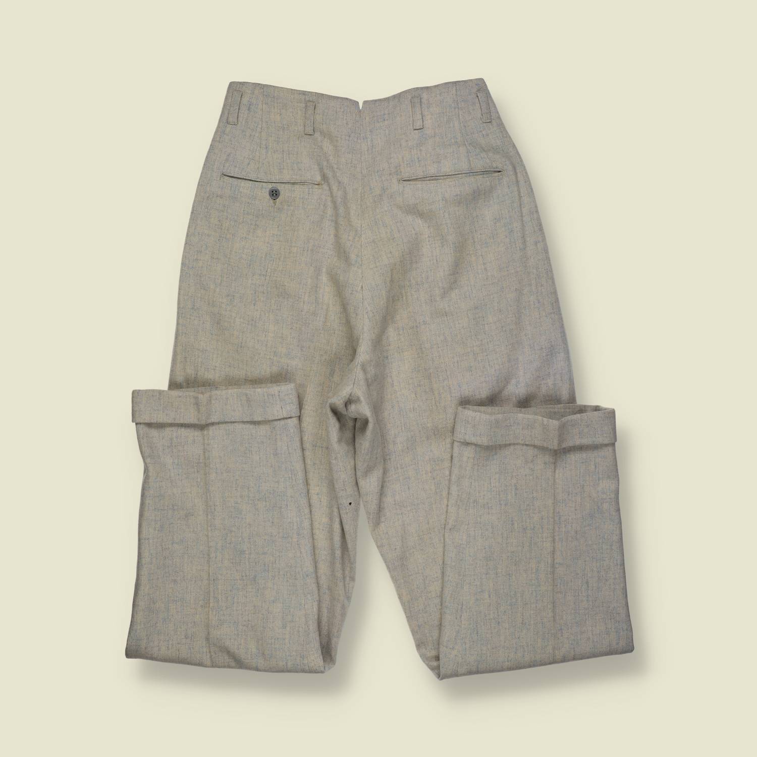 1940s-50s | Tailored Wool Trousers – Light Grey Fleck - w28-30