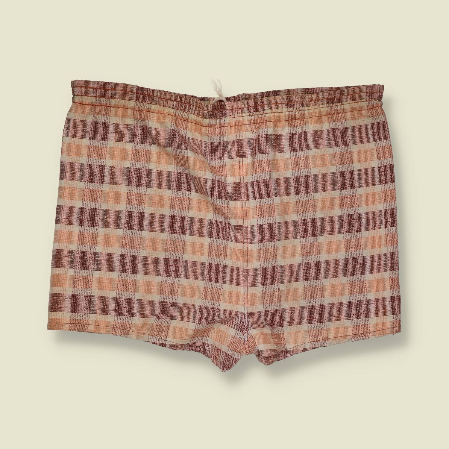 1960s | Unbranded | Checked Shorts – Rust / Cream - w38