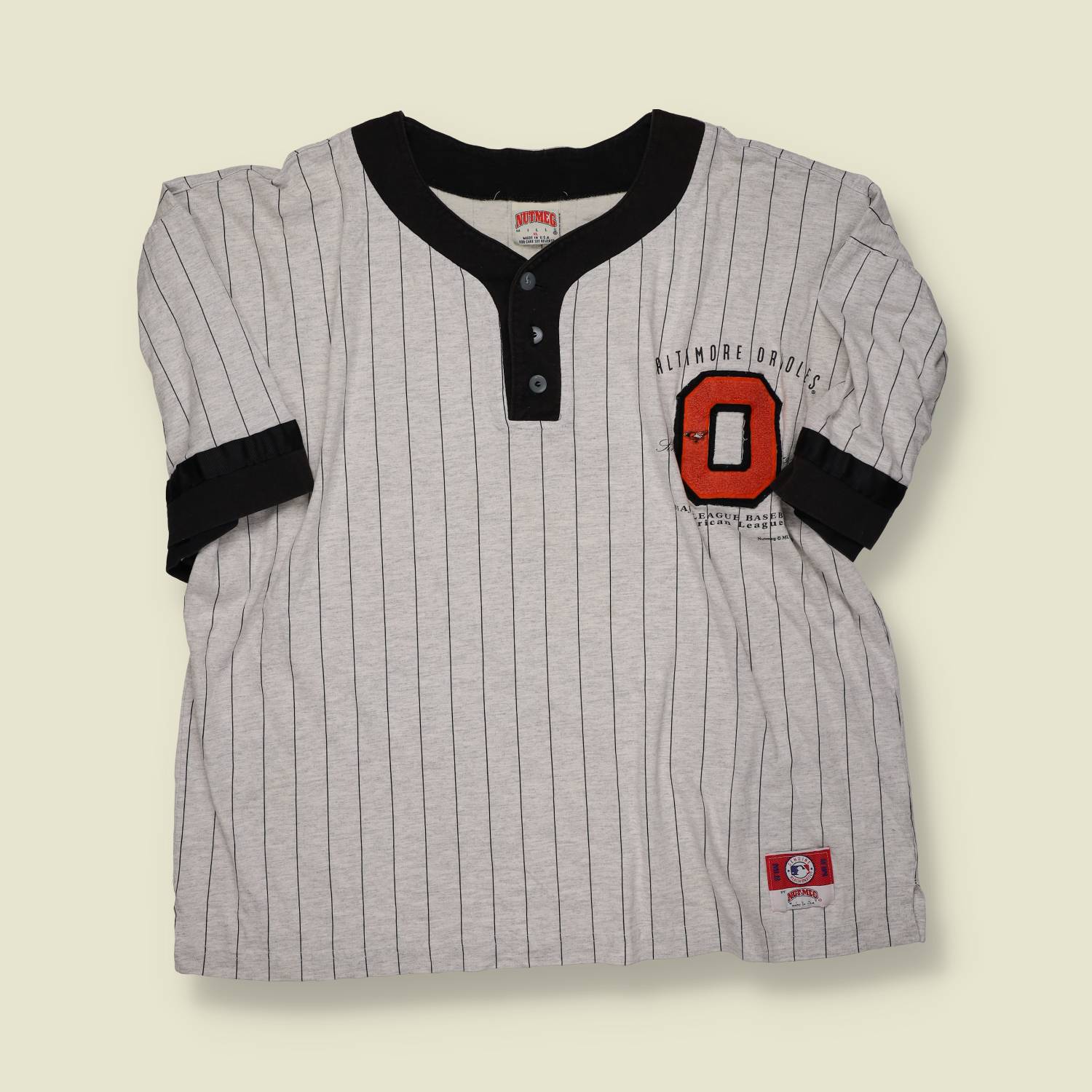 1990s | Baltimore Orioles | Pinstripe Baseball T-Shirt – Grey - XL