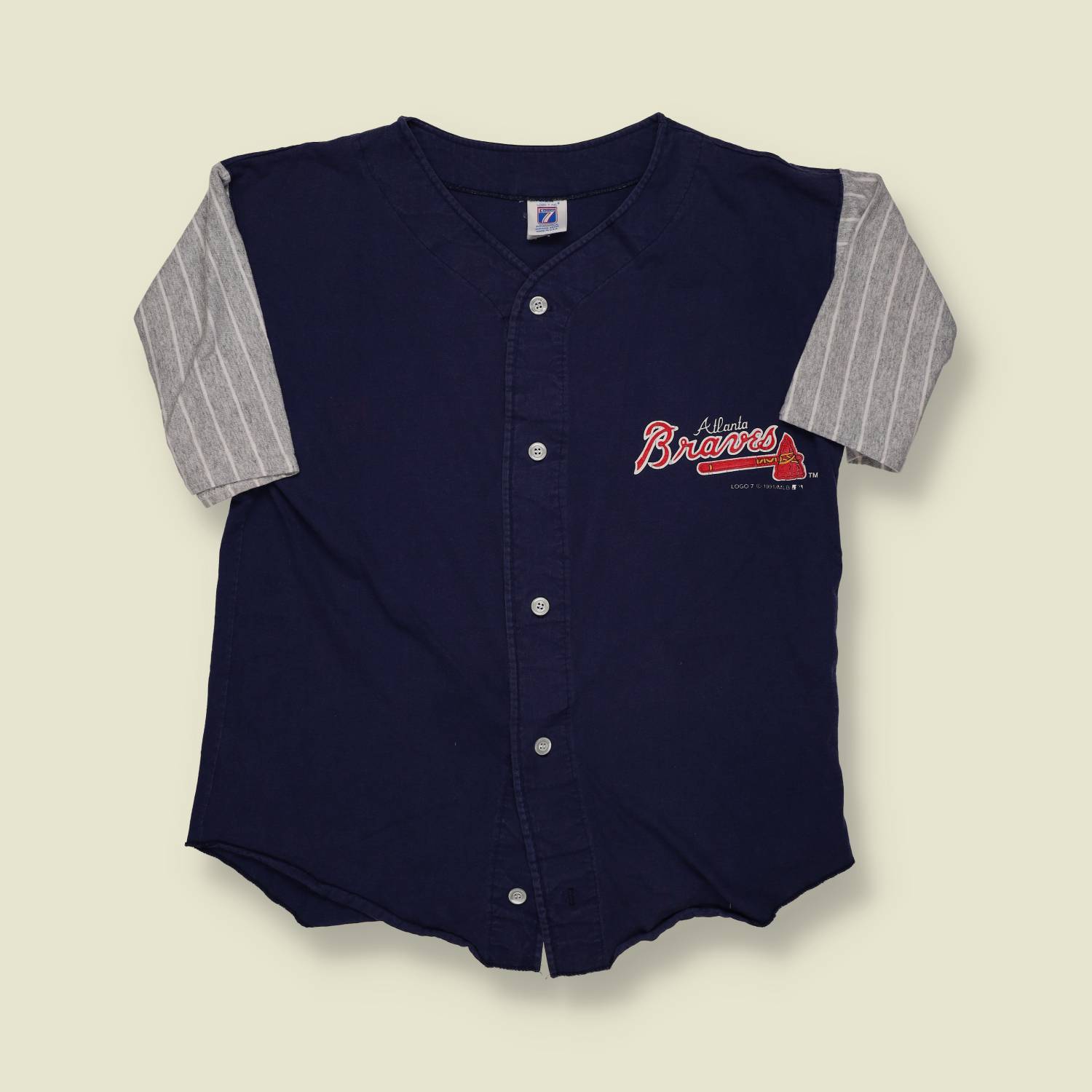 1991 | Atlanta Braves | Baseball Jersey Shirt – Navy/Grey - XS/S