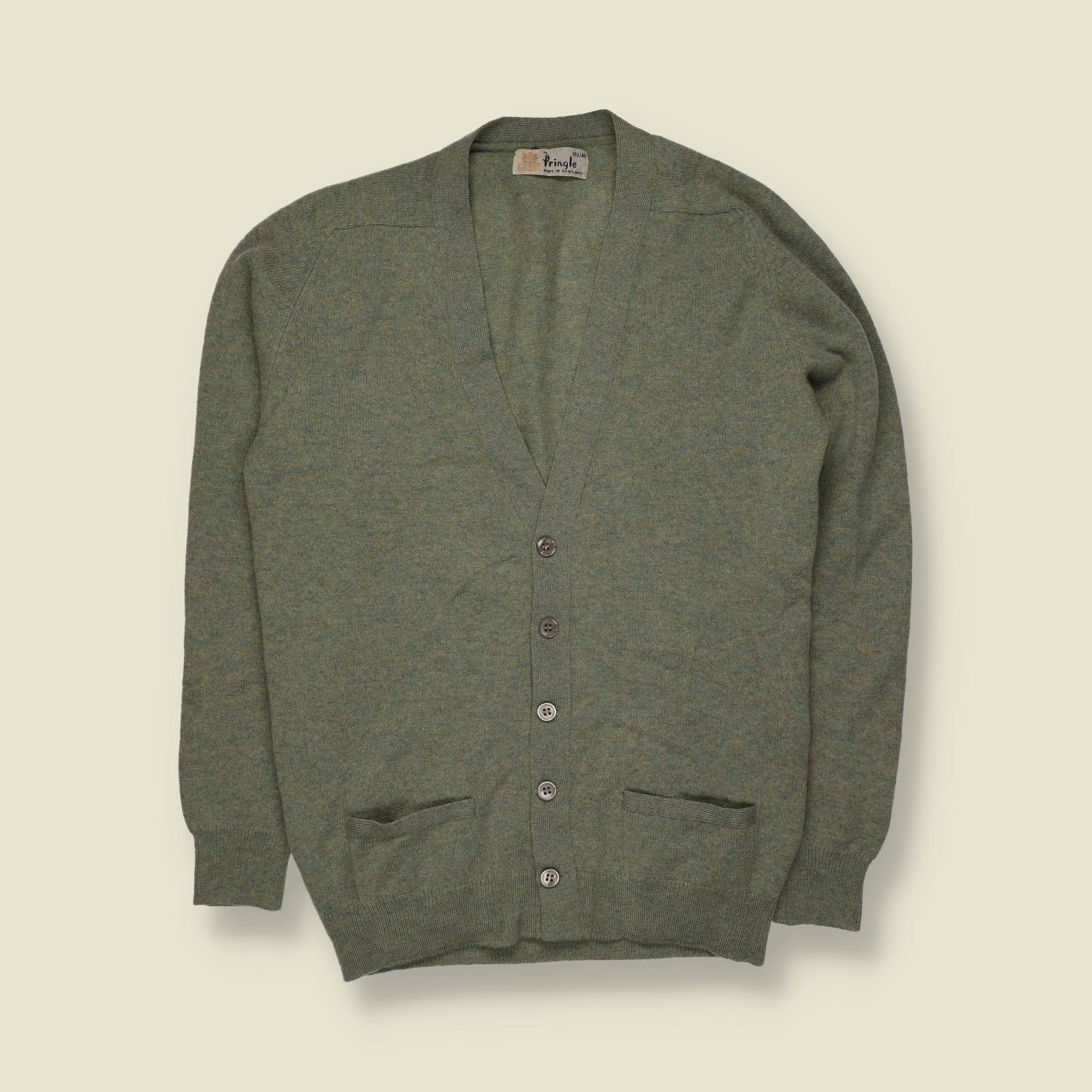 1970s | Pringle Made In Scotland Cardigan | Sage Green - XS