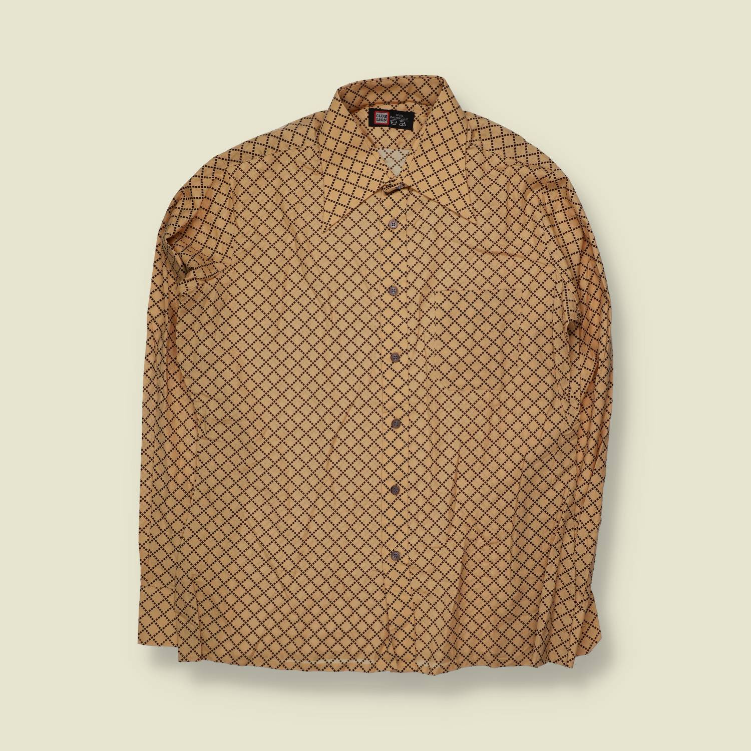 1970s | Club Lion | Shirt | Mustard Geometric Print - XL