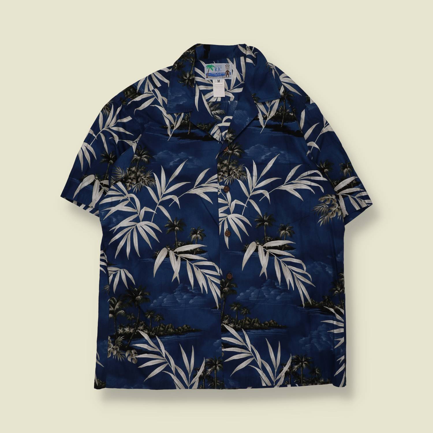 1970s | RJC | Short Sleeve Hawaiian Shirt | Made In Hawaii | Blue Tropical Print - XL