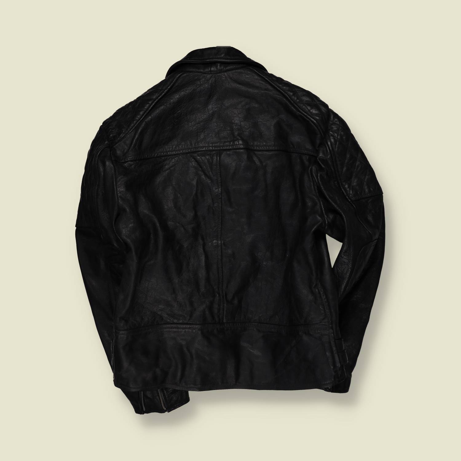 1980s | Black Leather Biker Jacket - M