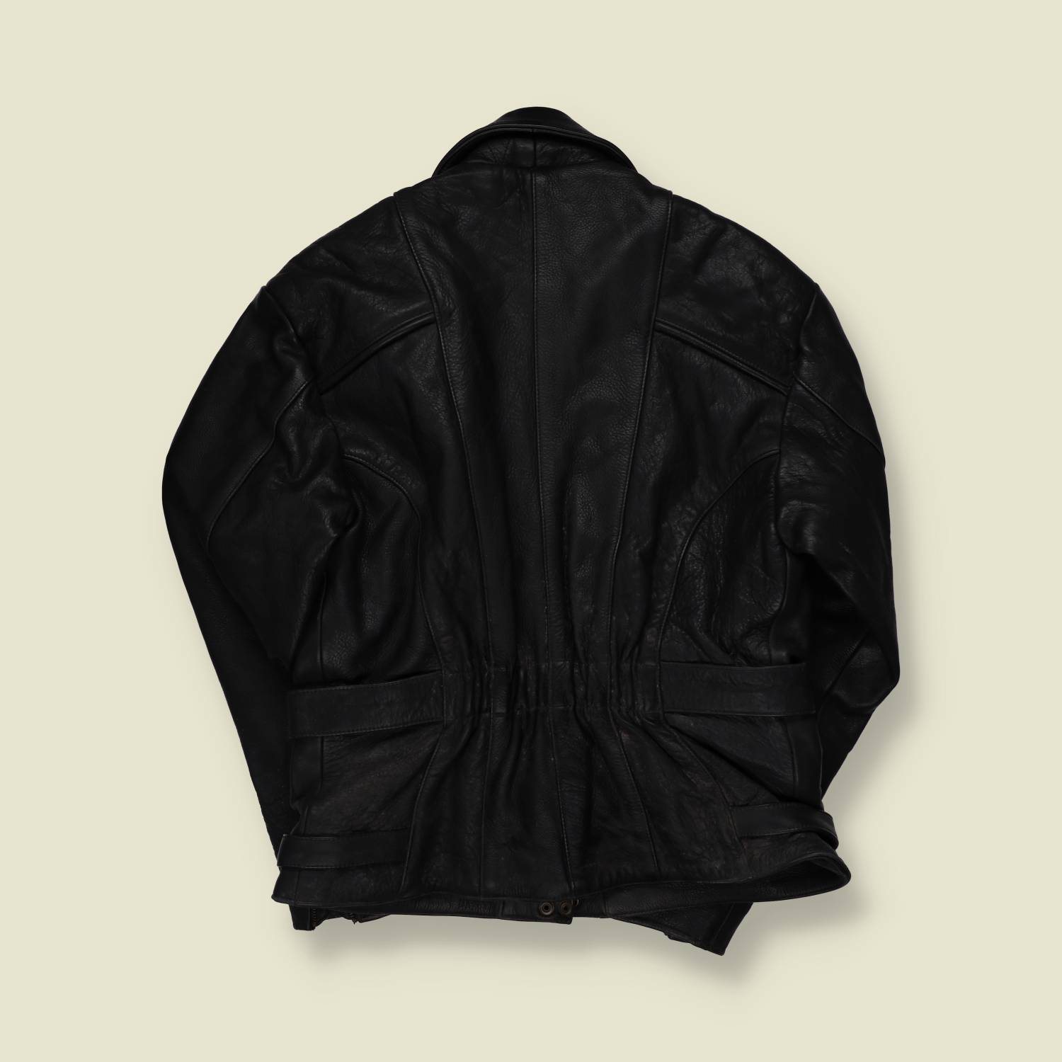 1970s-80s | JTS Sporting Leatherwear | Black Leather Biker Jacket - S