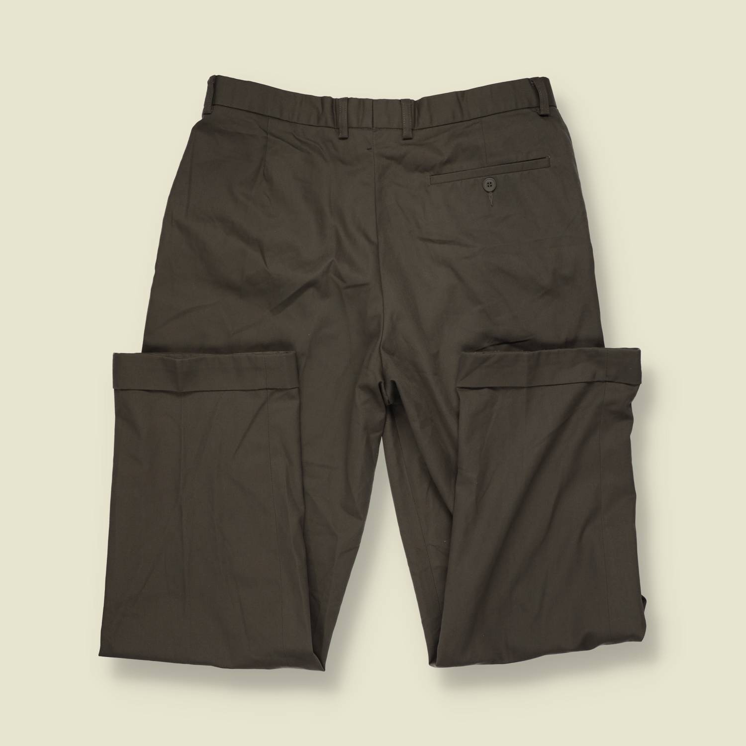1980s | Marks & Spencer | Khaki Grey Pleated Trousers - w32