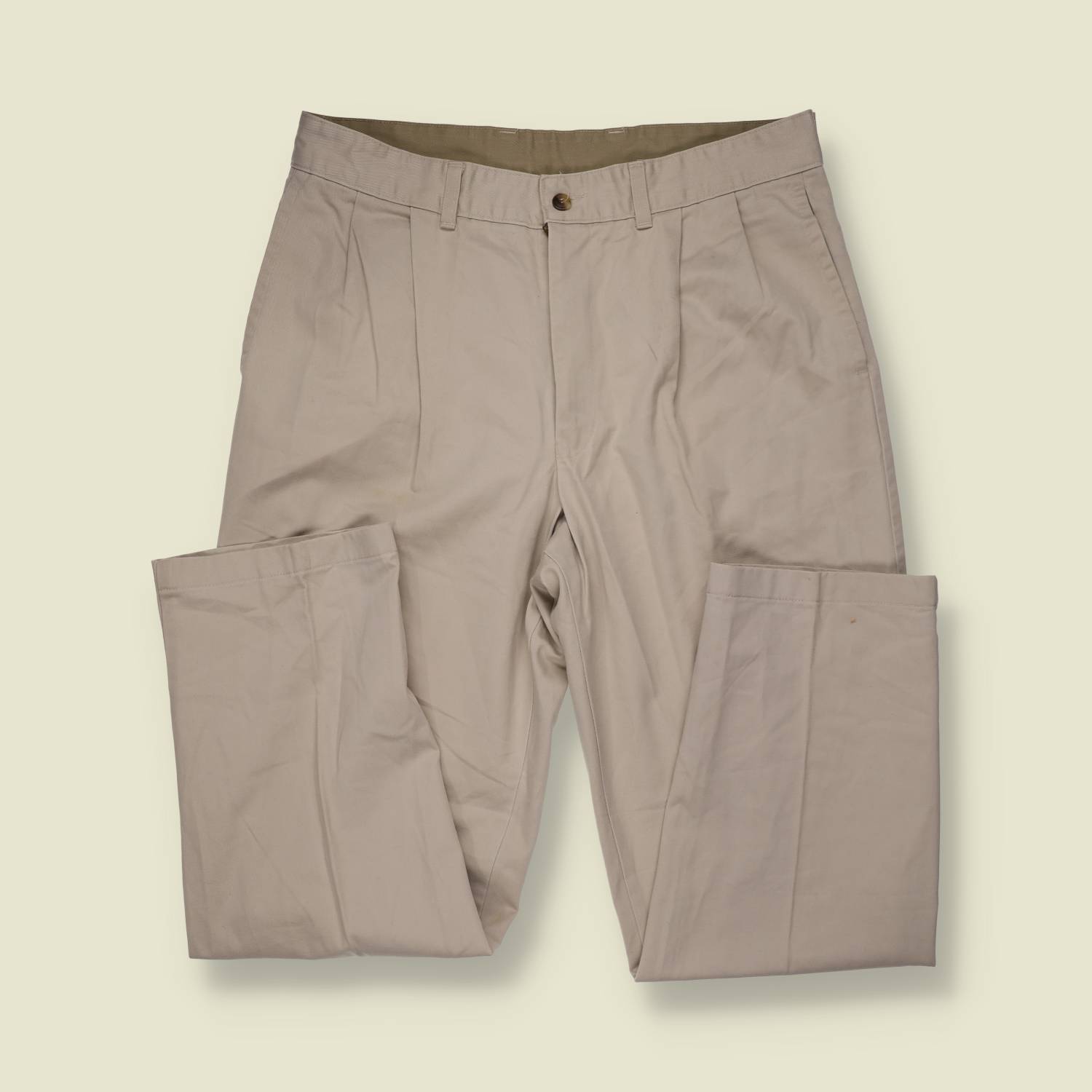 1980s | Stone Cotton Pleated Trousers - w34
