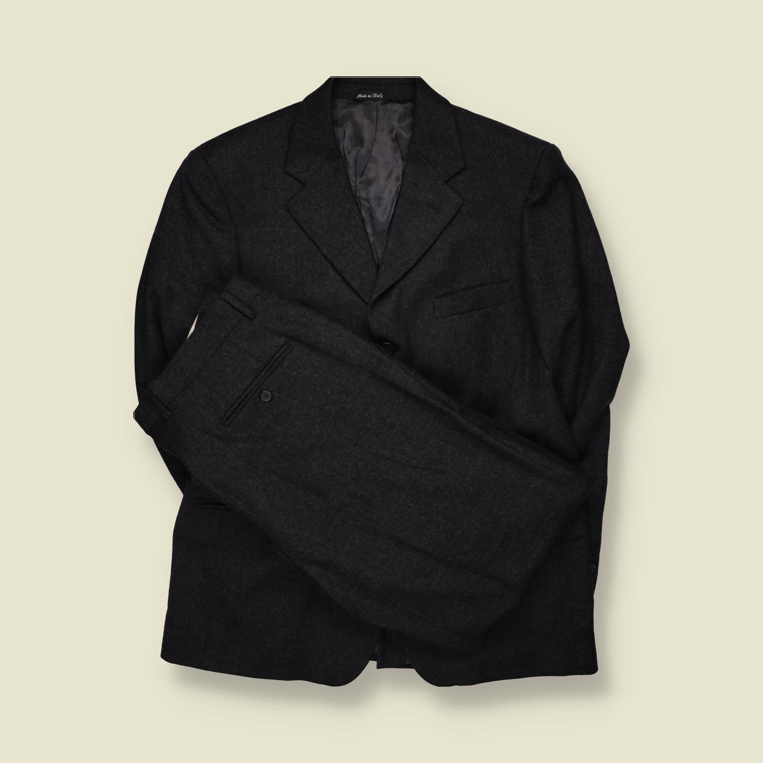 1990s | G.T.A | Charcoal Wool Blend Two-Piece Suit - Made in Italy - w38