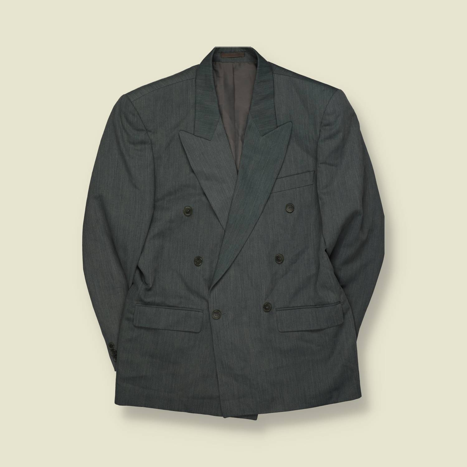 1980s | Brice | Grey Double-Breasted Two-Piece Suit - XL