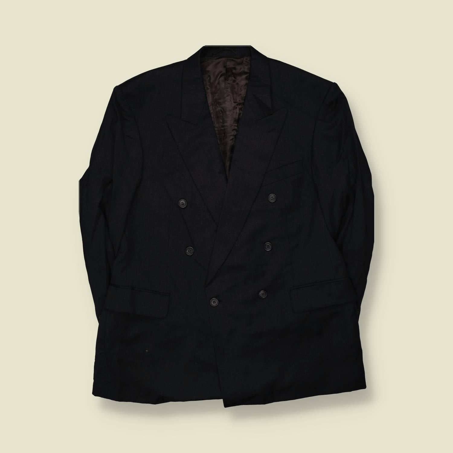 1980s | Commander | Black Double-Breasted Two-Piece Suit - L