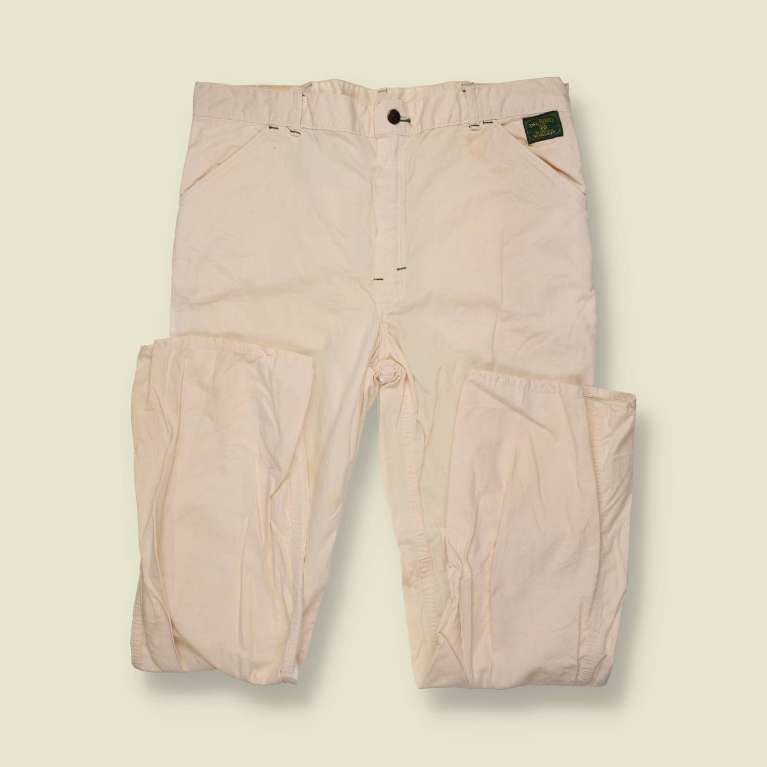 1970s-80s | Hogwashers | Cream Jack Daniels Painter's Cargo Pants - w36