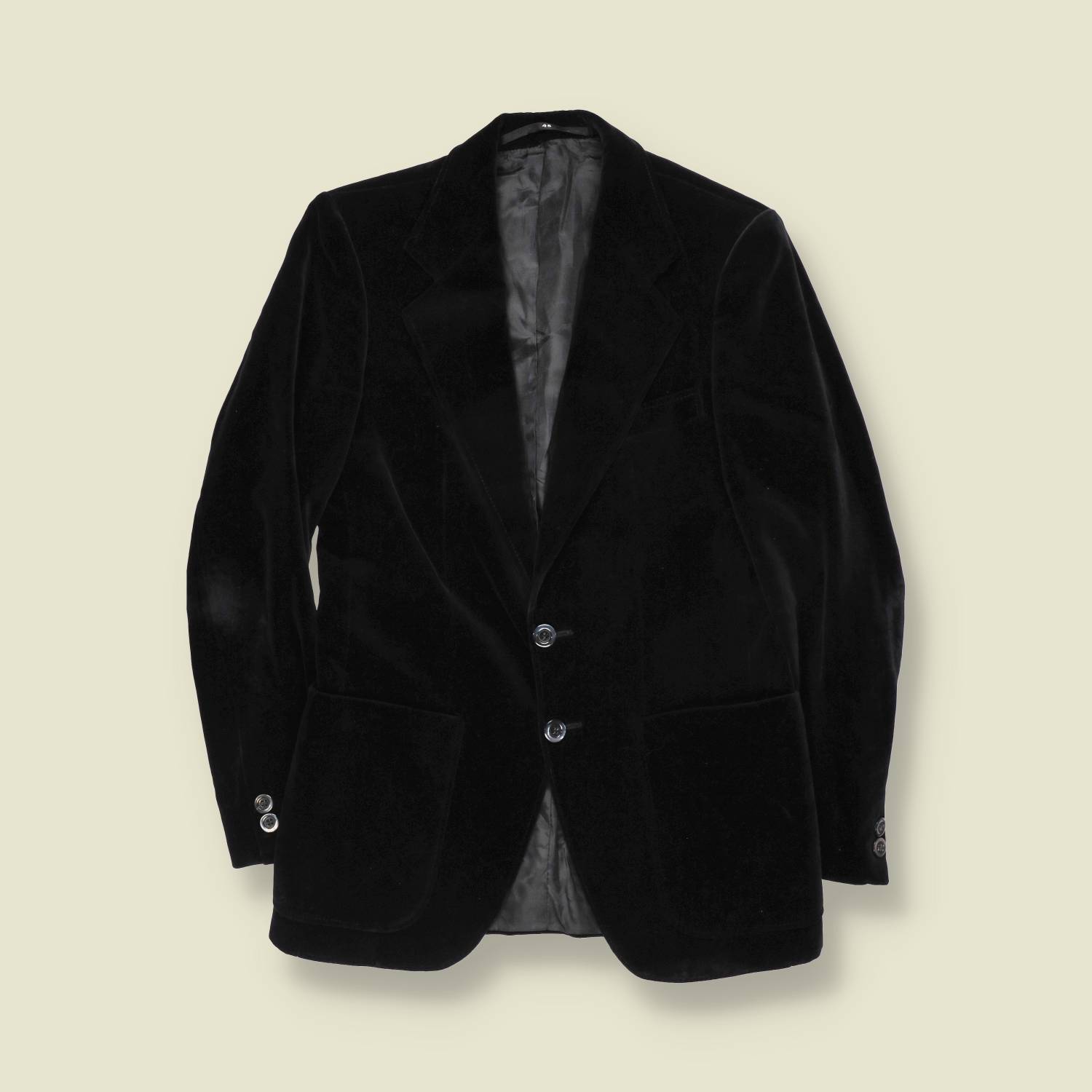 1970s | Black Velvet Two-Button Blazer - XXS