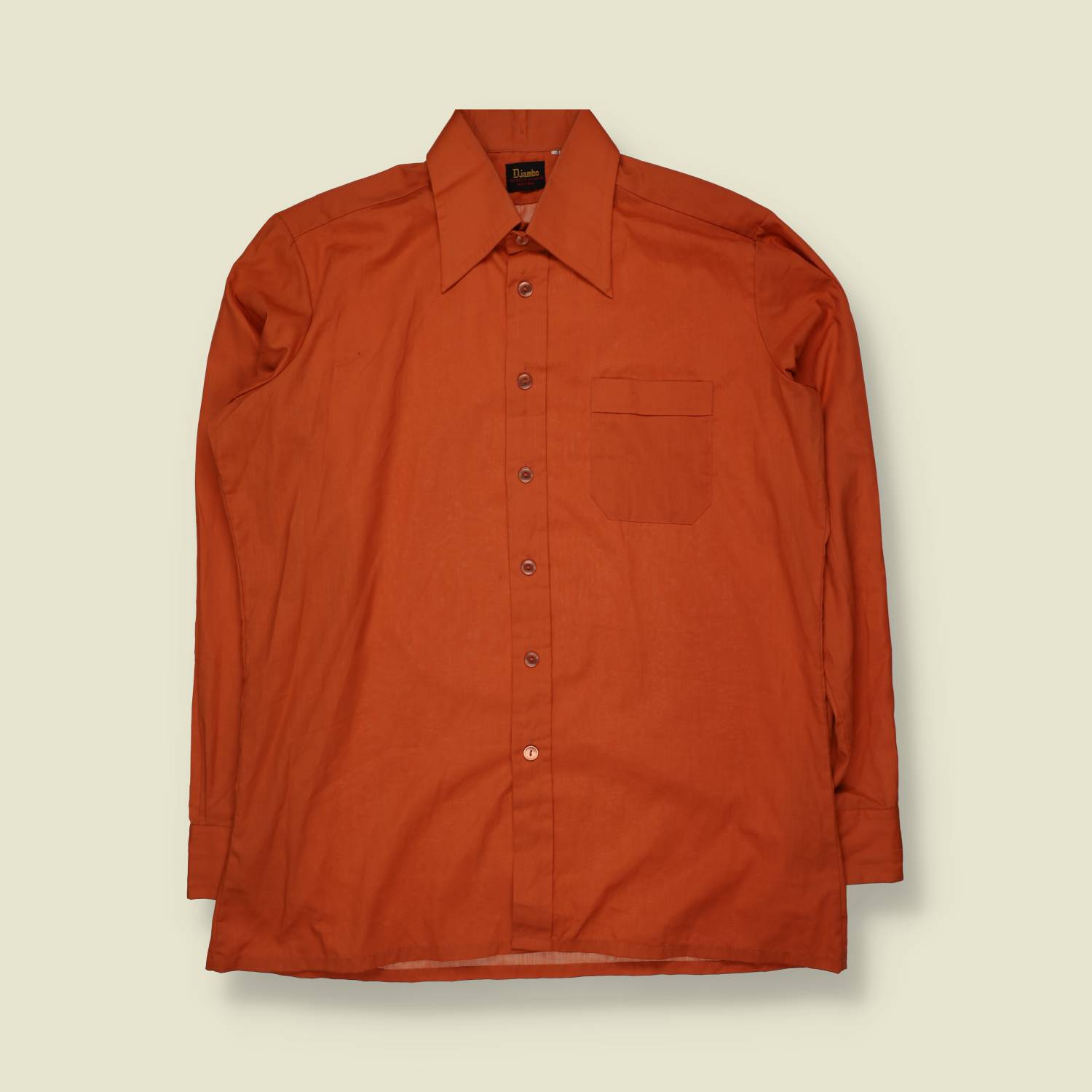 1970s | D'Jambo | Burnt Orange Long Sleeve Shirt - XXL