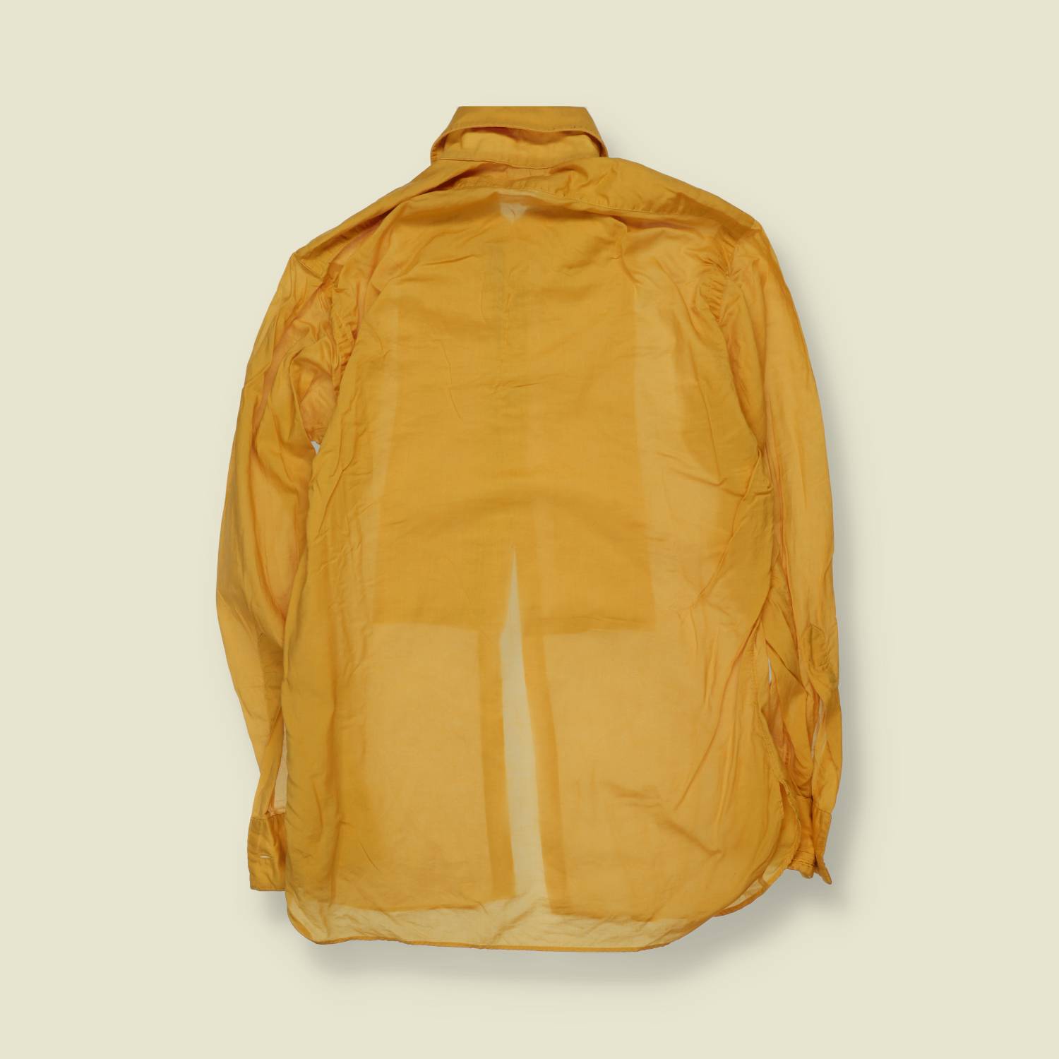 1970s | After Six | Mustard Pleated Bib Front Dress Shirt - M