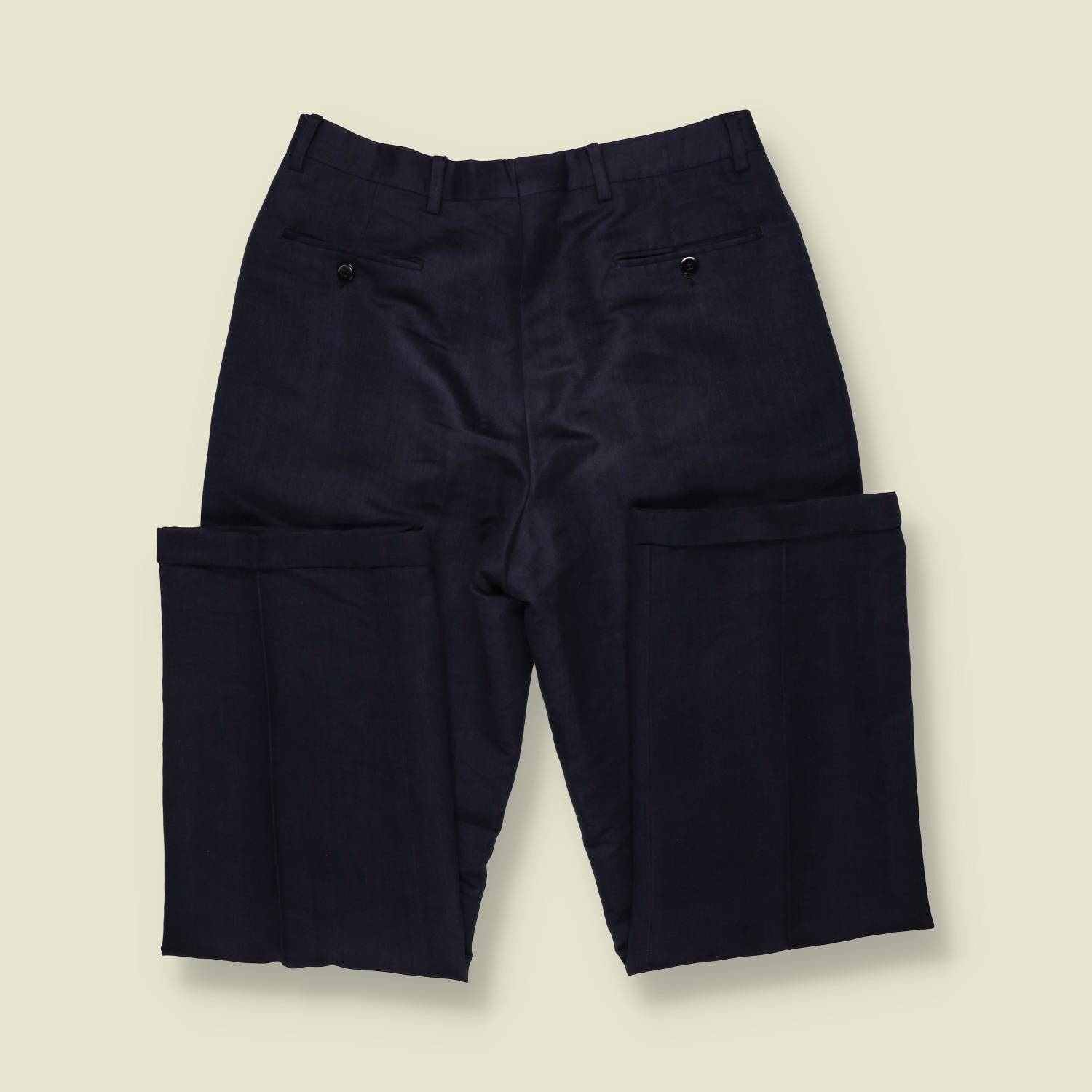 1980s | Suedette Navy Pleated Trousers - w32