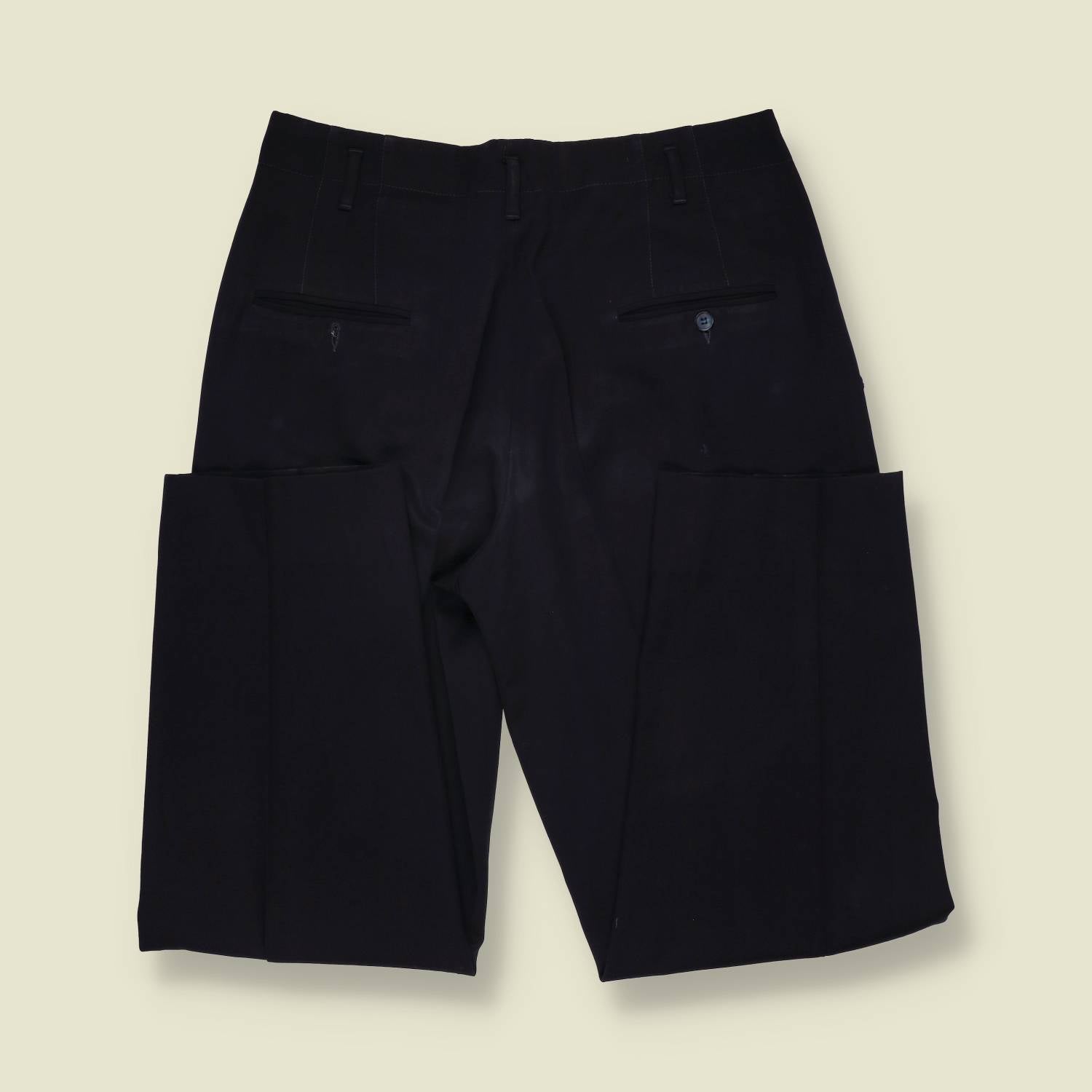 1970s | New York | Navy High-Waisted Pleated Trousers - Made in Italy - w34