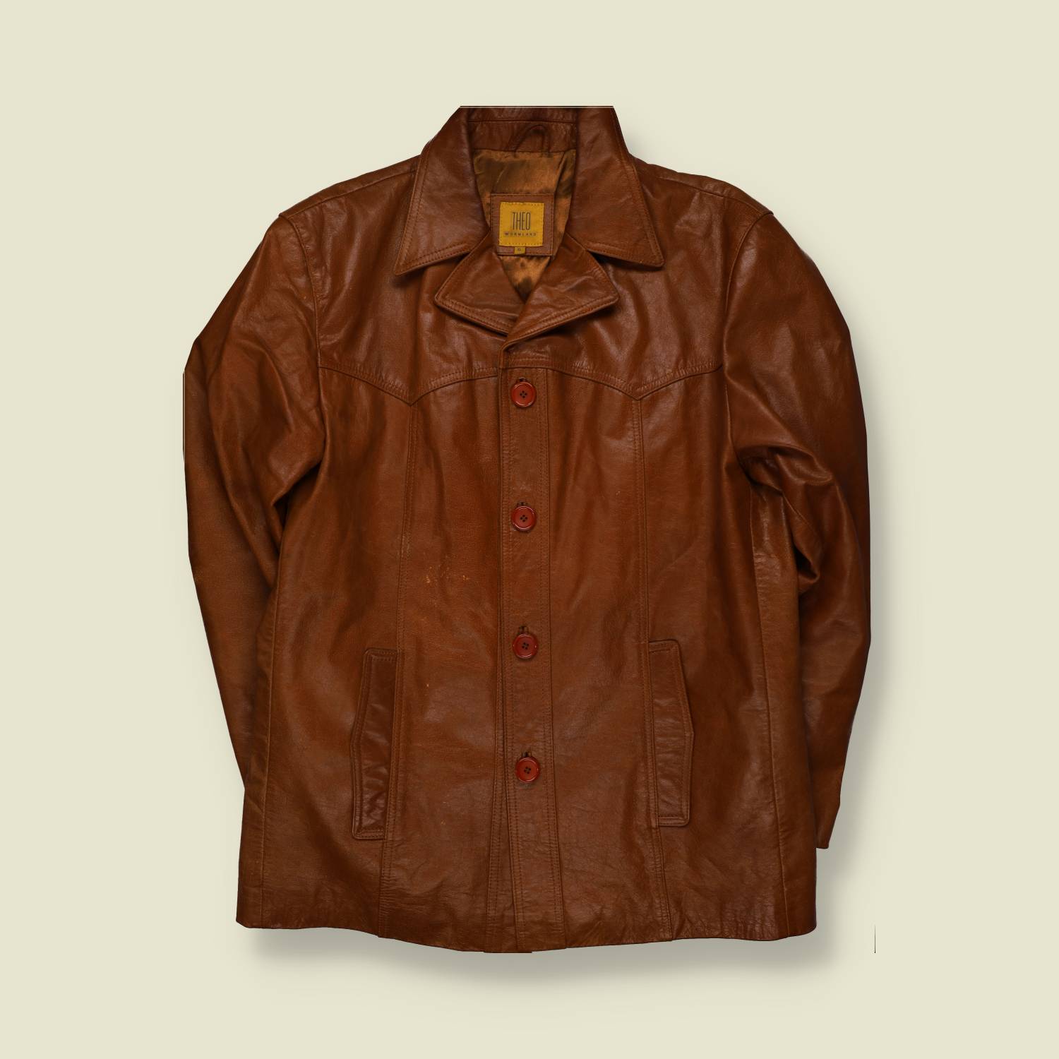 1990s | Theo | Tan Leather Four-Button Jacket - L