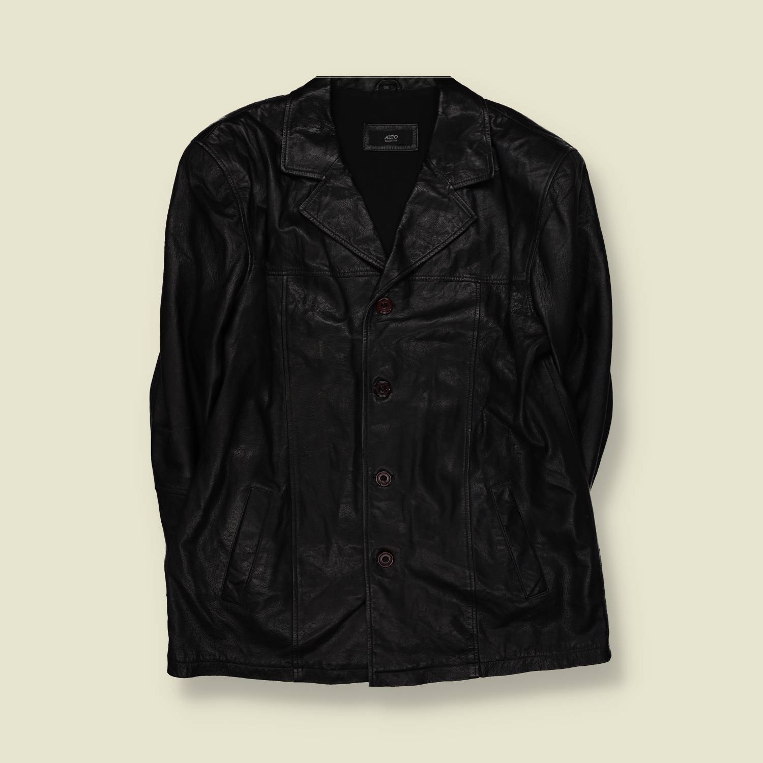 1990s | Alto Collection | Black Leather Four-Button Jacket - XL