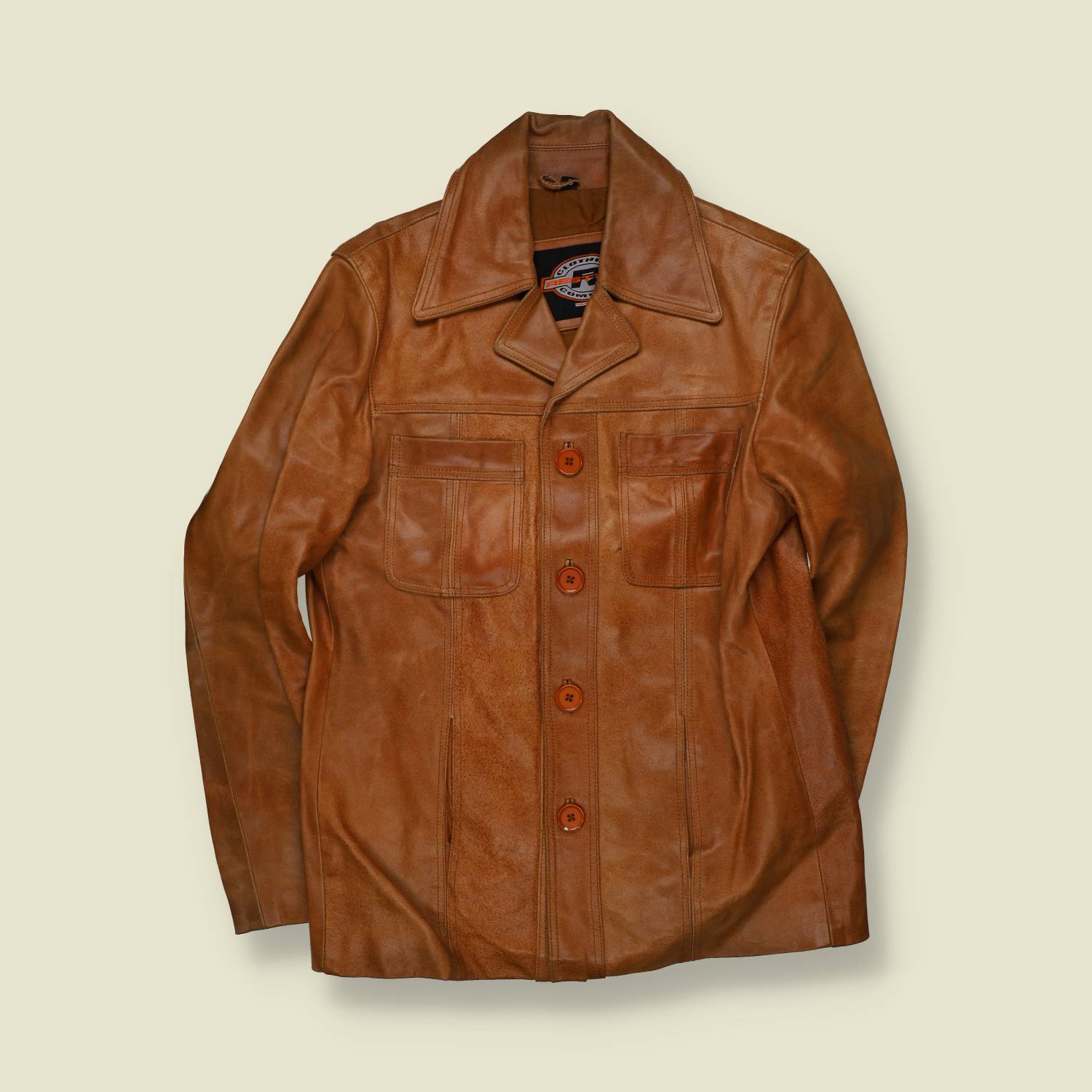 2000s | FMC Clothing Co. | Tan Heavyweight Leather Four-Button Jacket - XS