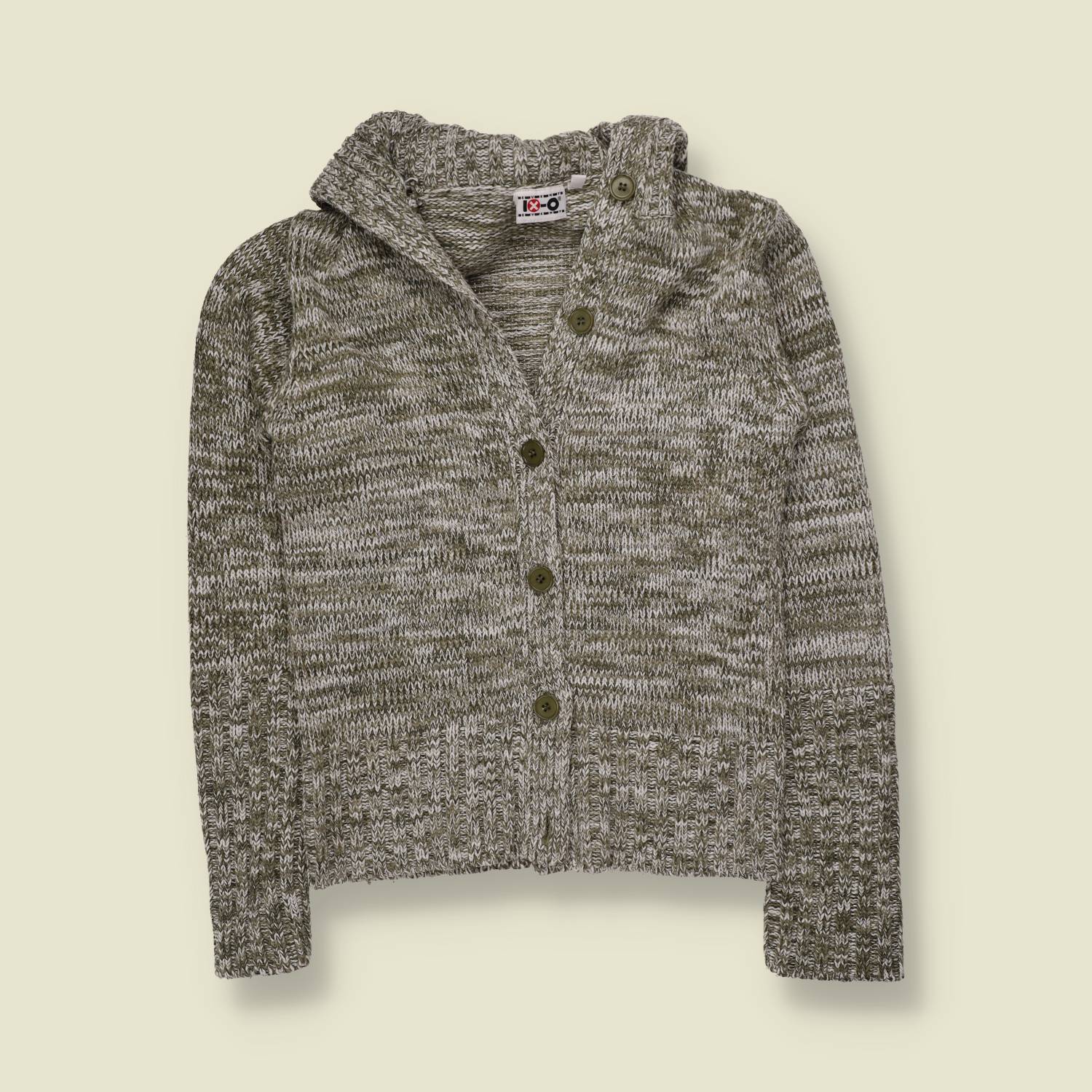 1990s | Marled Knit Cardigan | Grey Green - 6
