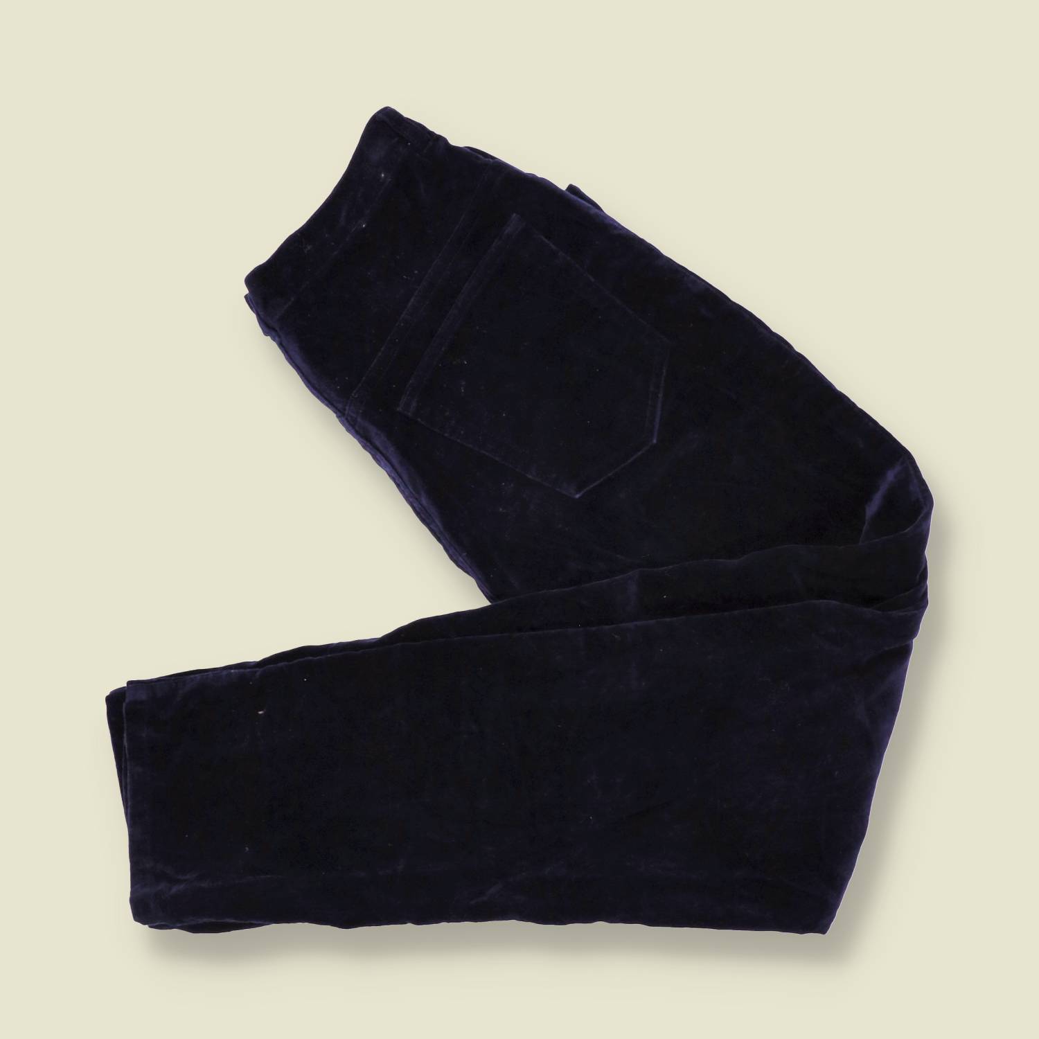 1990s | Jones | Crushed Velvet Trousers | Navy - w28