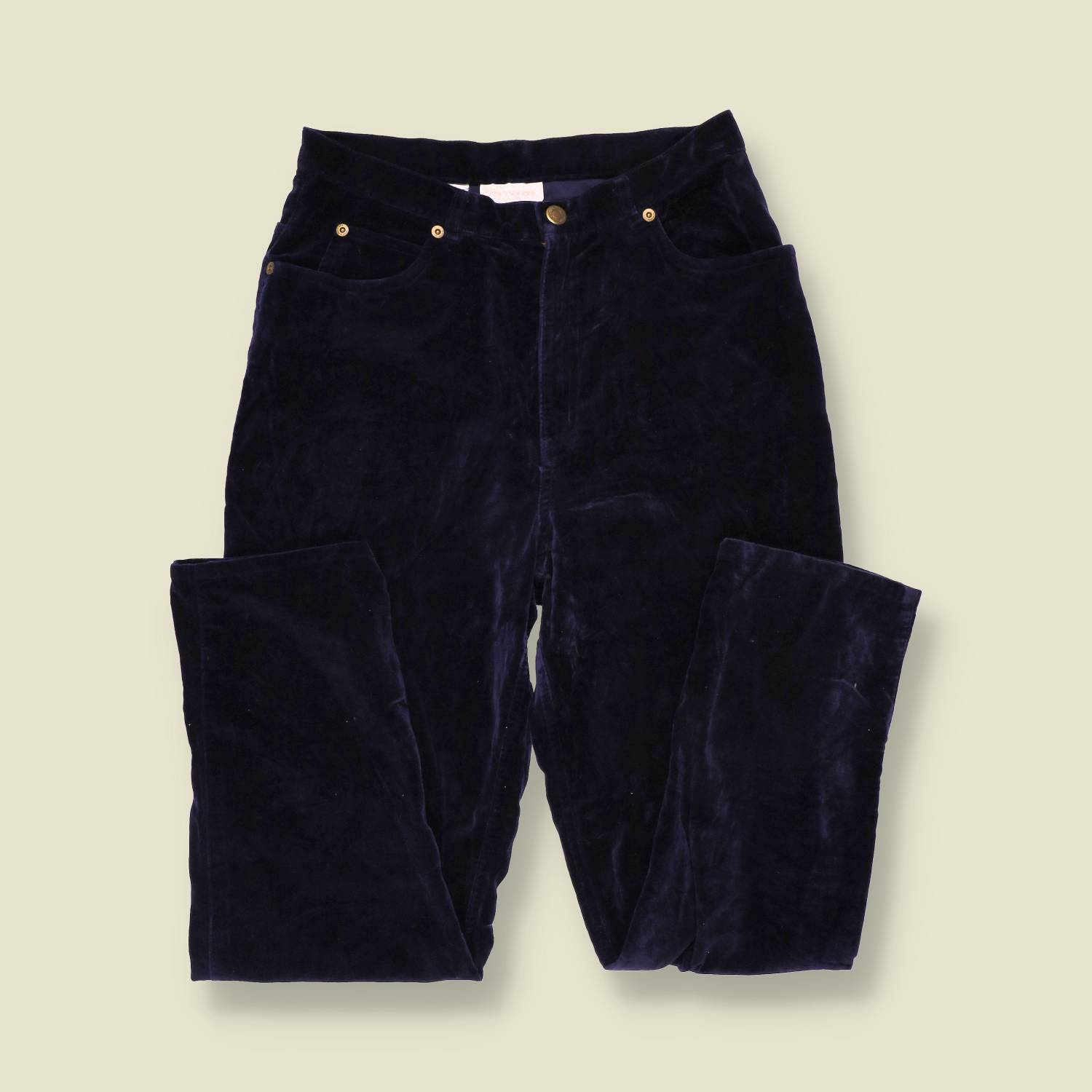 1990s | Jones | Crushed Velvet Trousers | Navy - w28