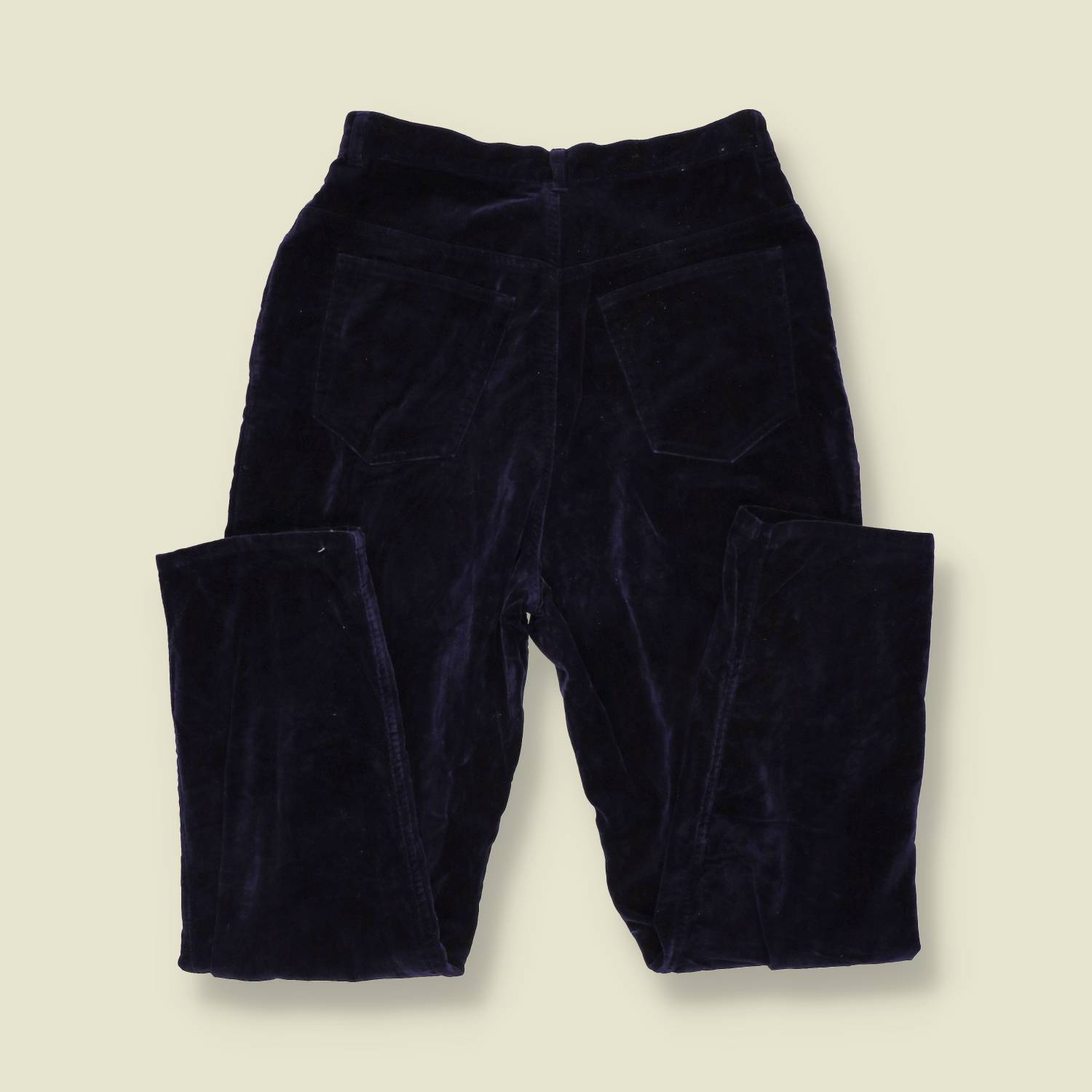 1990s | Jones | Crushed Velvet Trousers | Navy - w28
