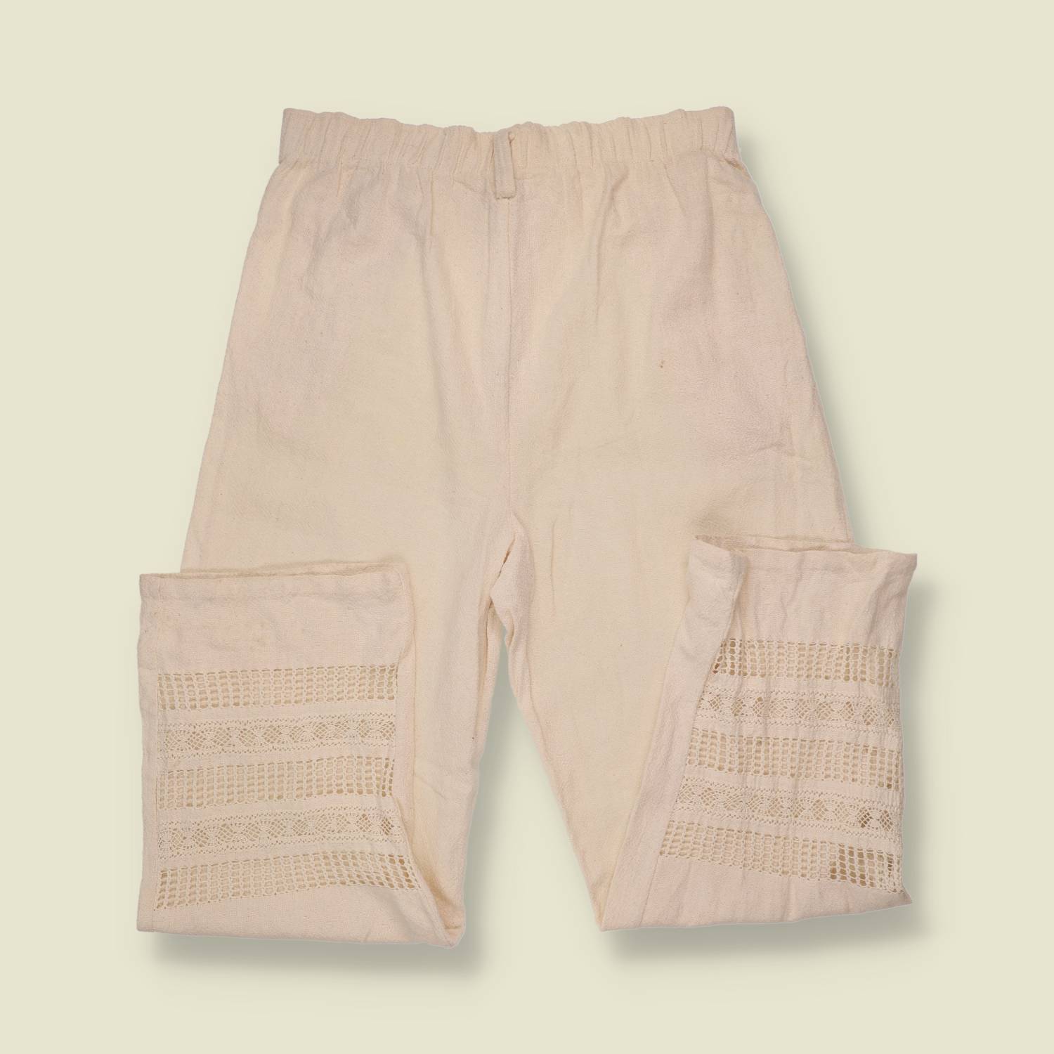 1980s | Linen Trousers | Cream - w30