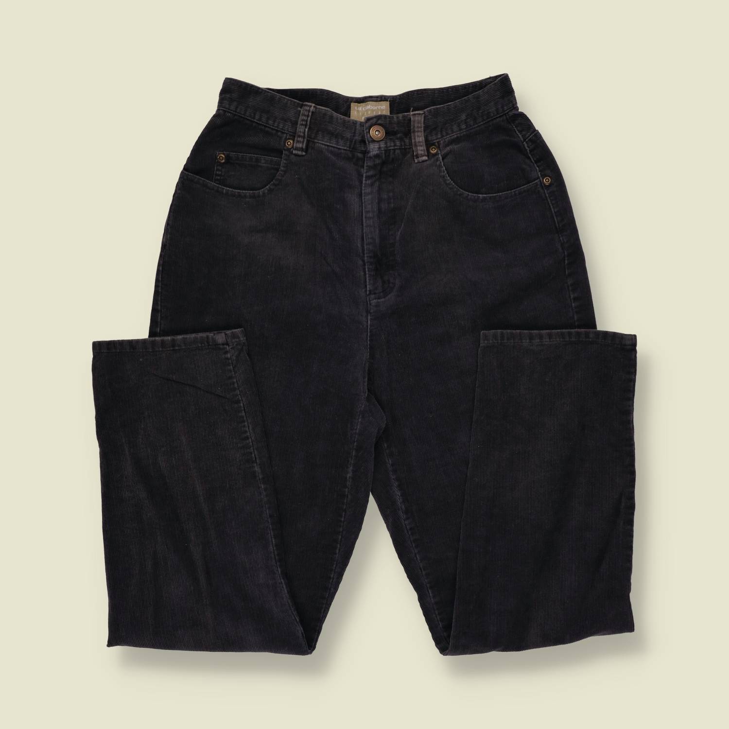 1990s | Liz Claiborne | High-Waisted Corduroy Trousers | Black - w26