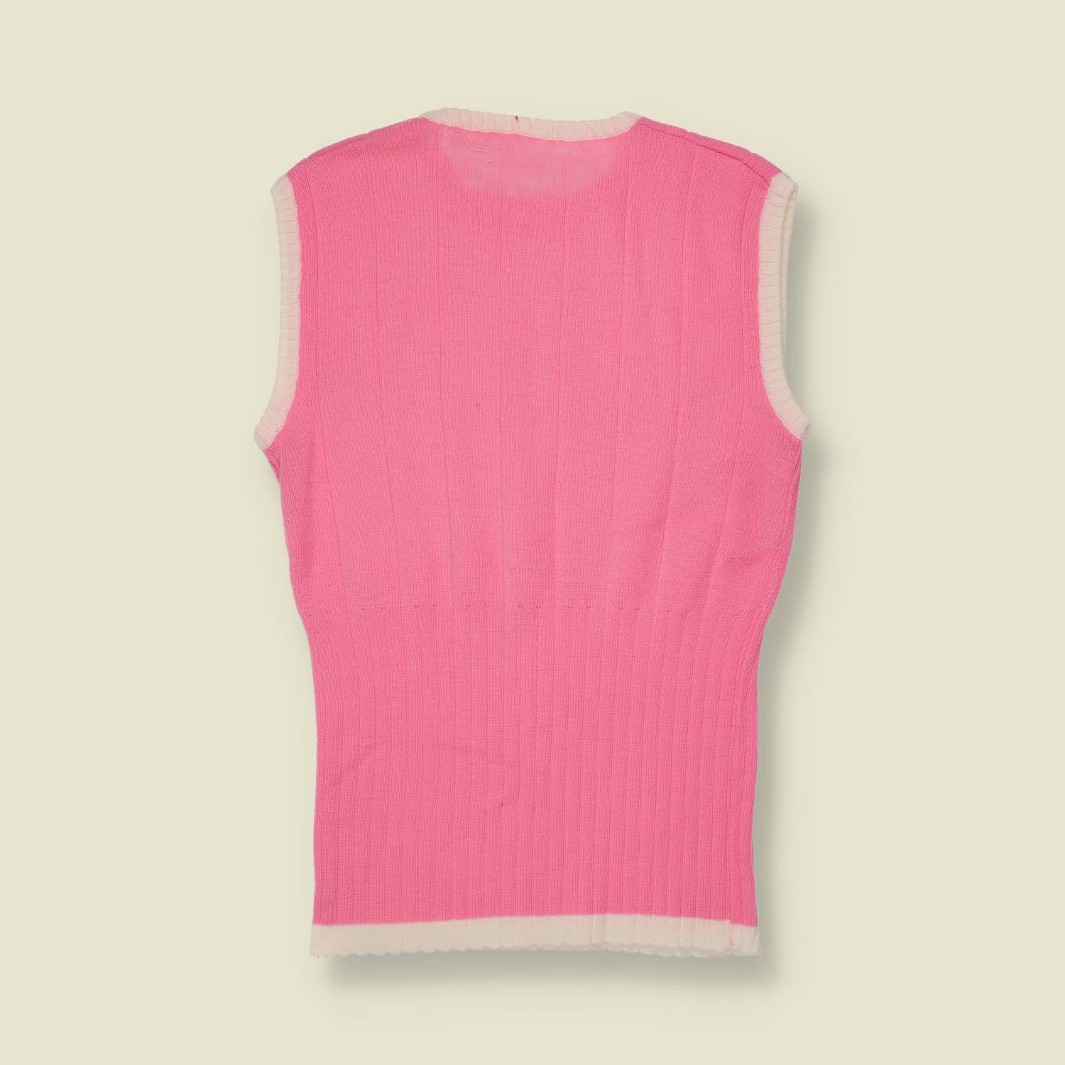 1970s | Ribbed Knit Vest Top | Pink - 6