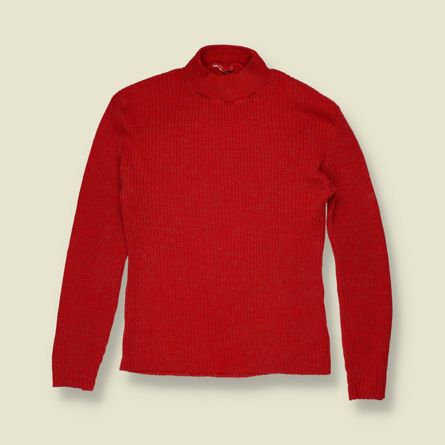 1970s | Ribbed Roll Neck Jumper | Red - 8