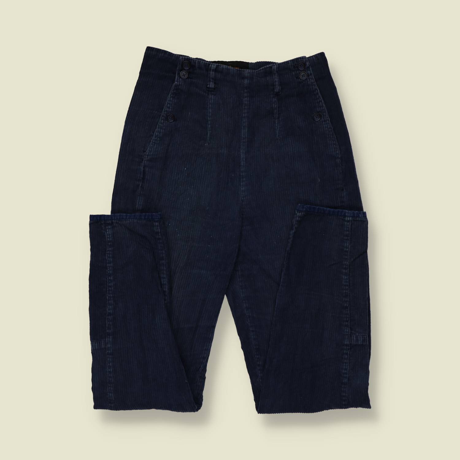 1980s | Manhattan | Corduroy Trousers | Navy - w28