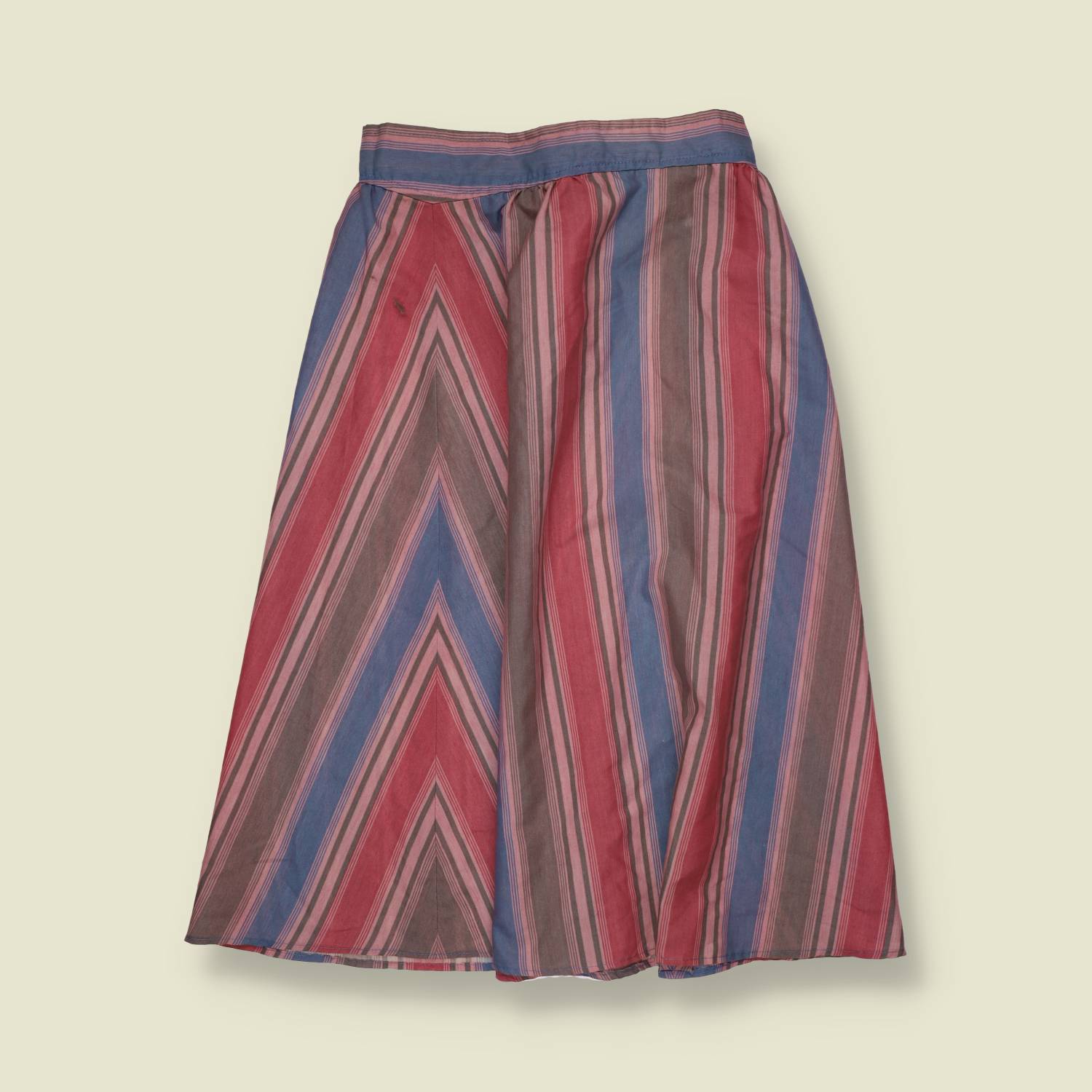 1970s | Striped Skirt | Pink Blue Grey - w28