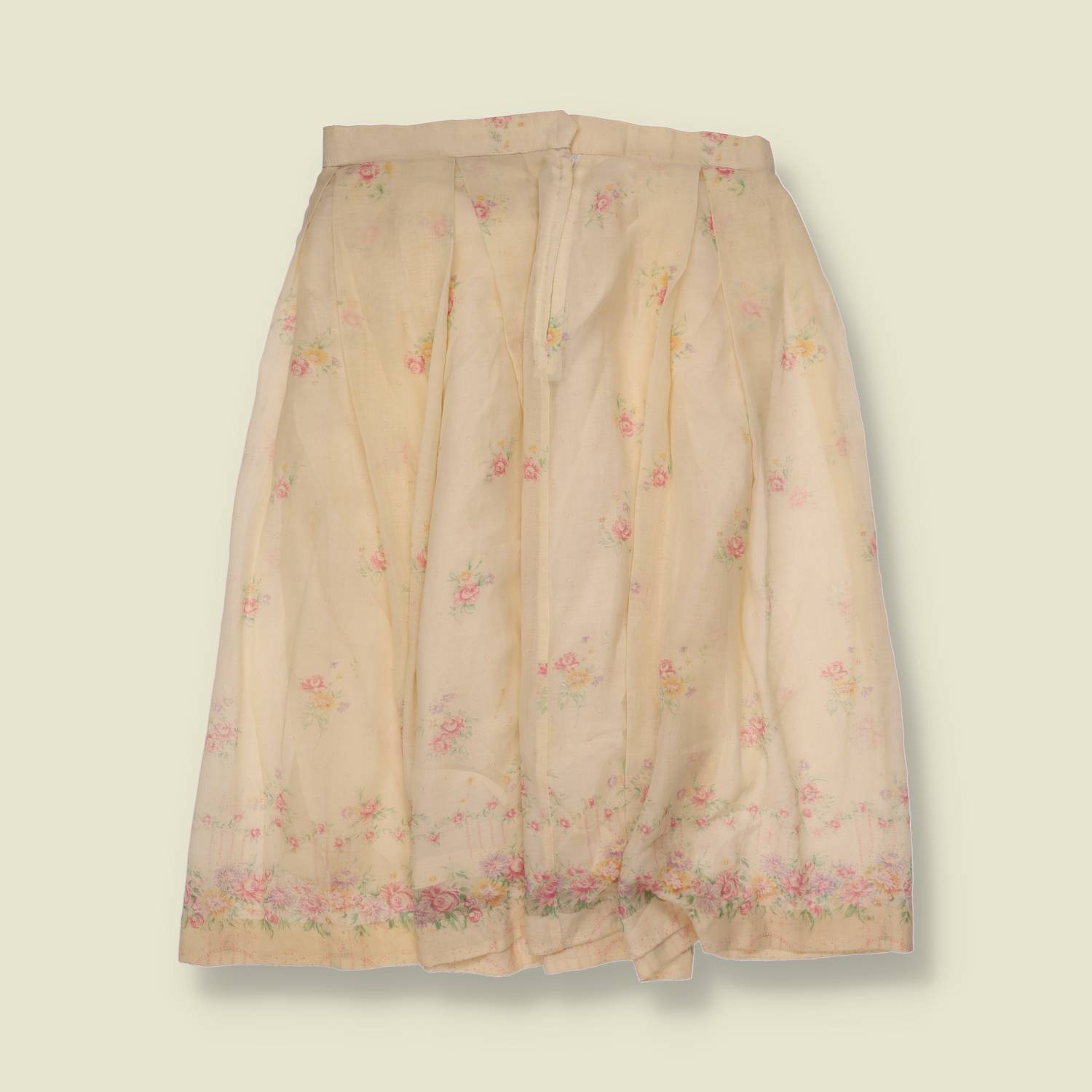 1970s | Floral Skirt | Cream - w28