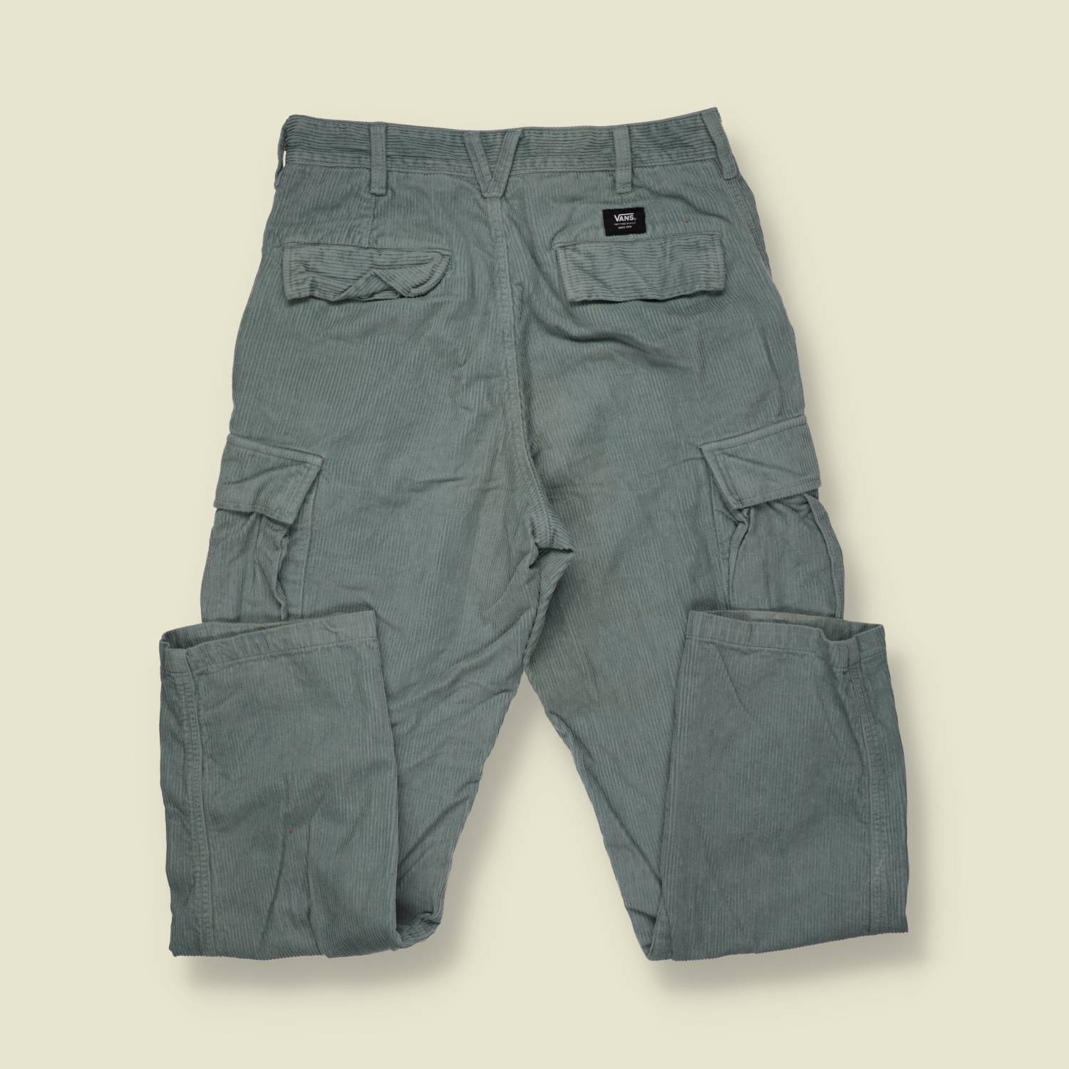 Y2K | Vans | Cargo Corduroy Trousers | Grey Green - w28