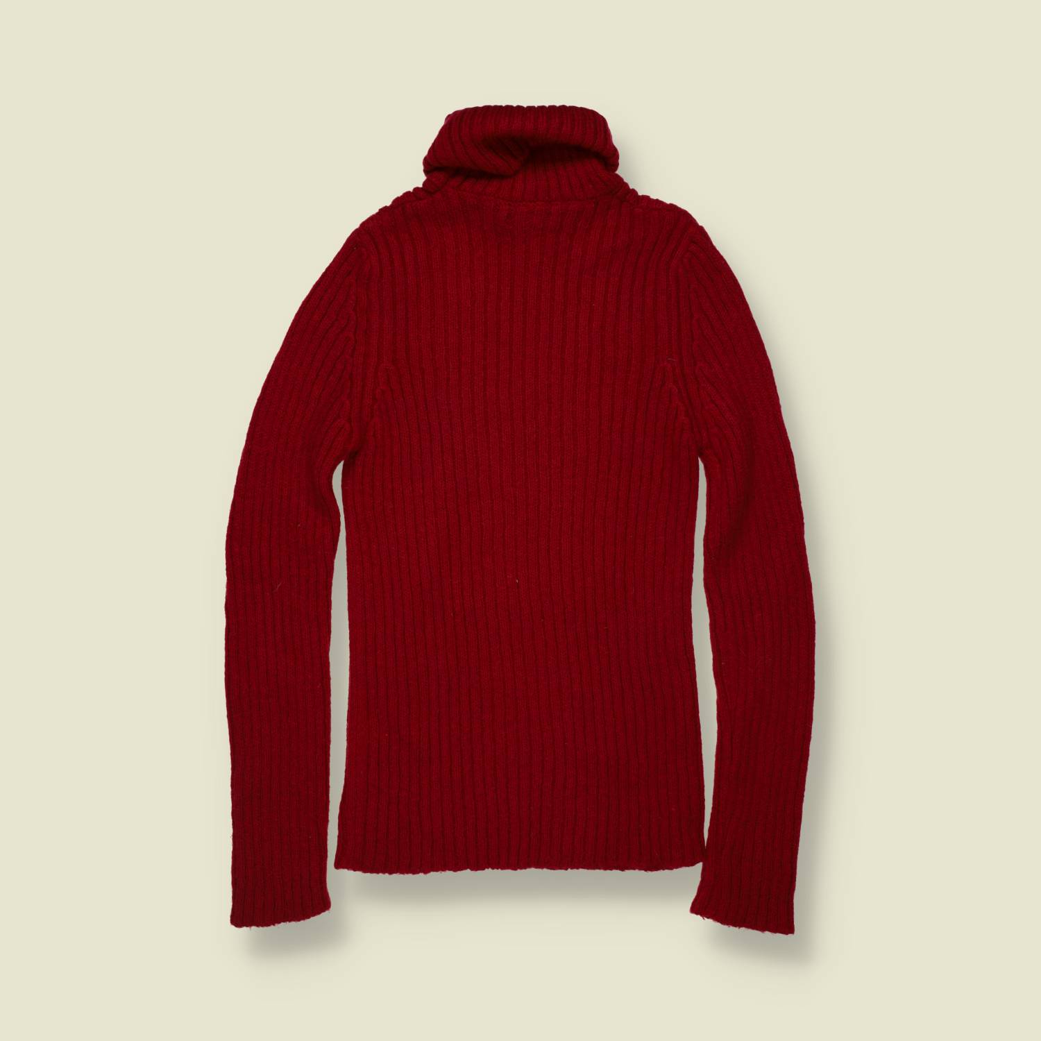 1990s | Sisley | Ribbed Roll Neck Jumper | Burgundy - 6