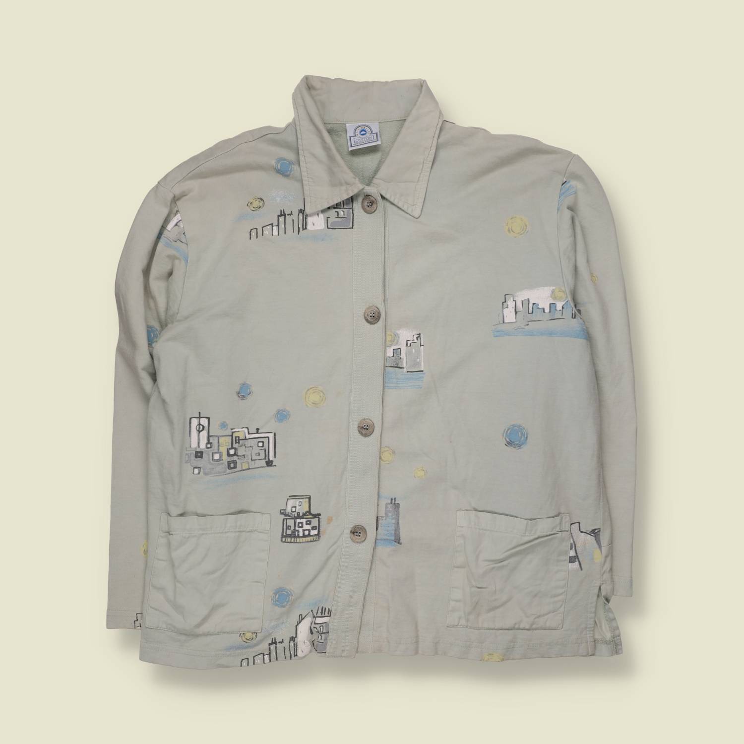 1980s | Corfay | Cityscape Print Shirt Jacket | Sage - 20