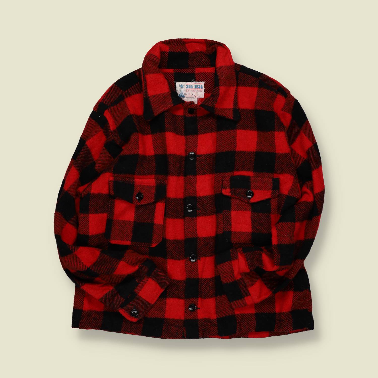 1970s | Big Mike Wool Shirt Jacket | Red/Black Buffalo Check - L