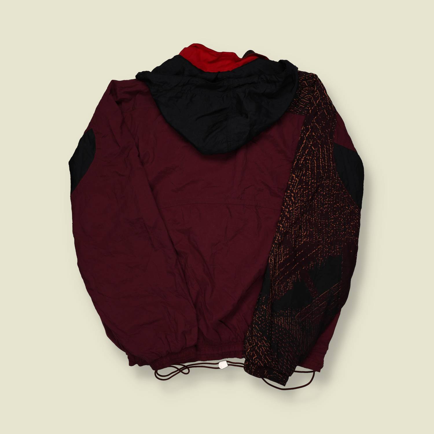 1990s | Nike Pullover Anorak Windbreaker – Burgundy/Black with Red Accents - L