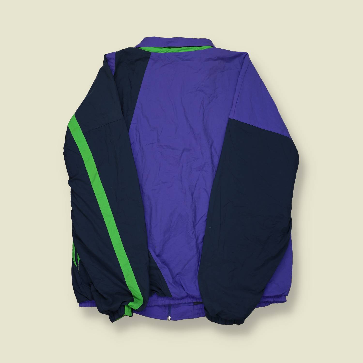 1990s | Nike Colour-Block Track Jacket – Purple/Navy with Neon Pops - XL/XXL