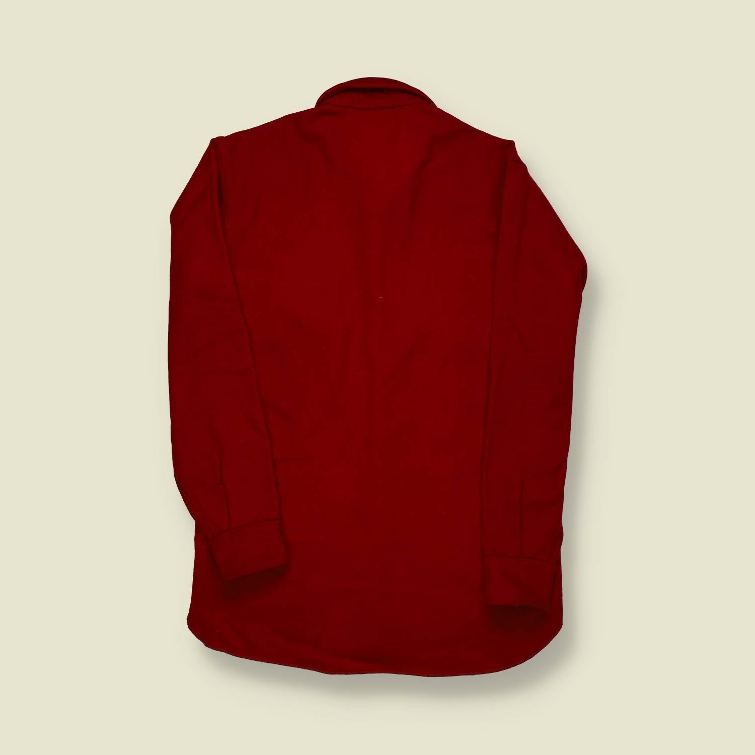 1940s | Red Wool Work Shirt – Fish-Eye Buttons - S