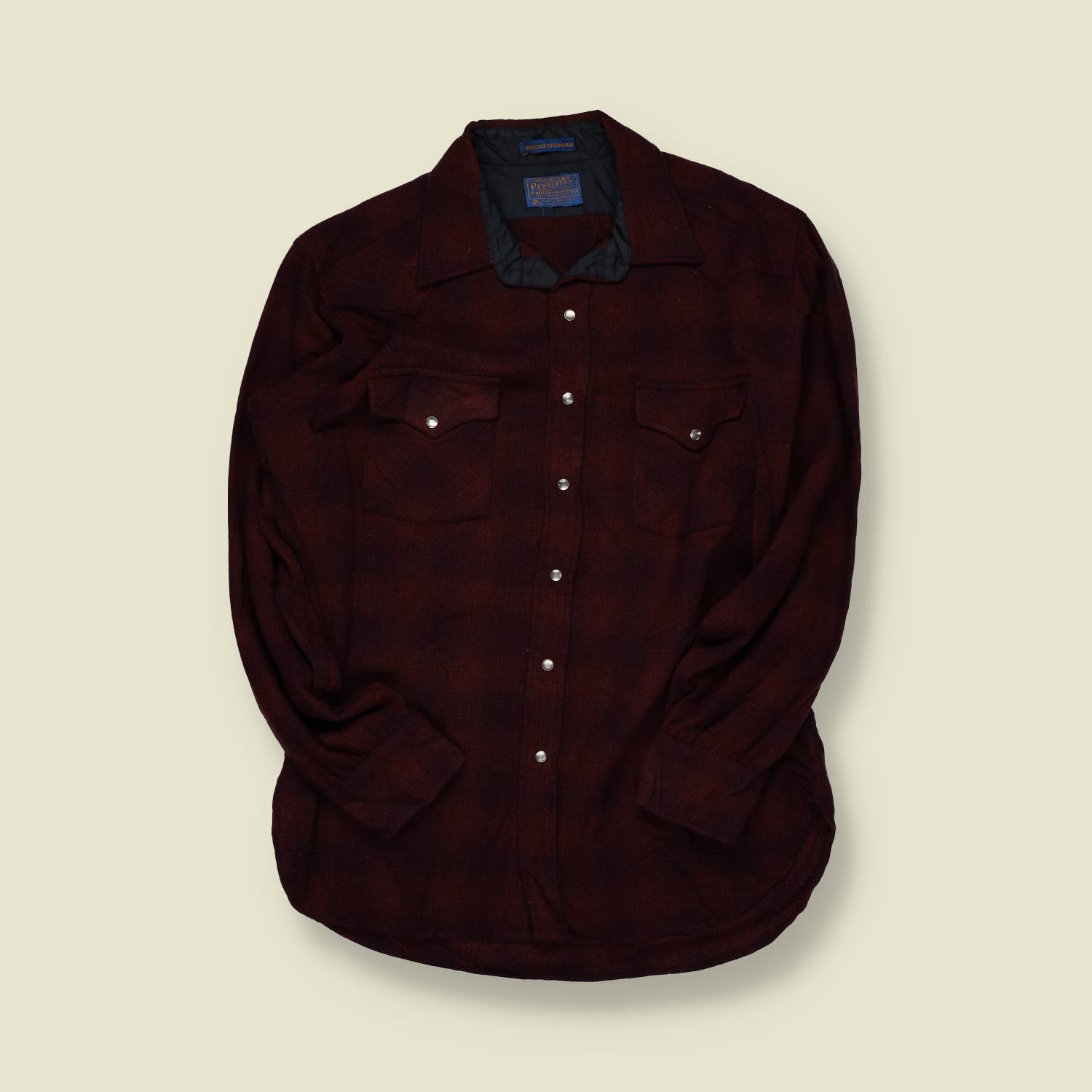 1980s–90s | Pendleton High-Grade Western Wear | Wool Snap Shirt – Deep Burgundy - L