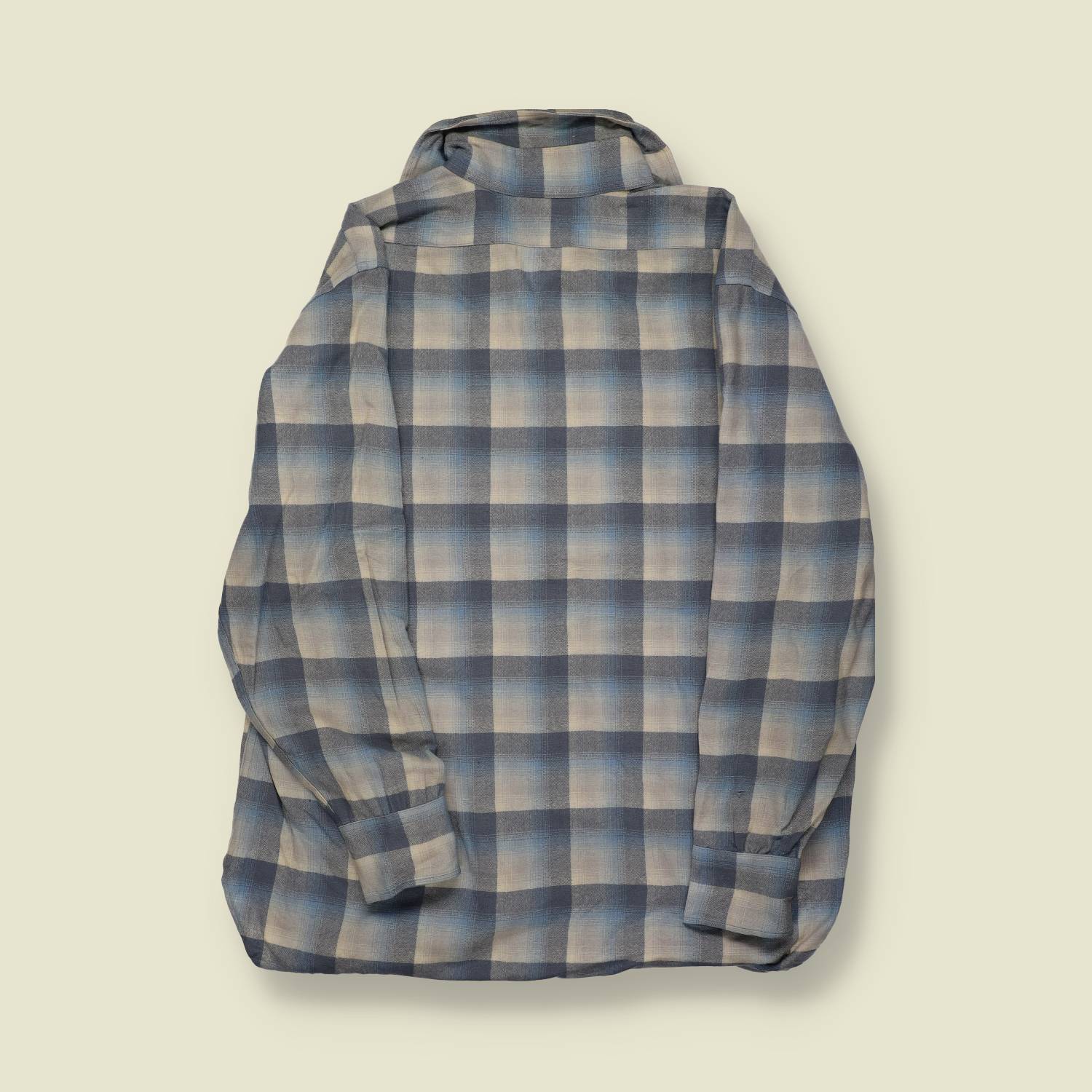 1970s–80s | Pendleton High Grade Western Wear | Wool Snap Shirt – Blue/Grey Buffalo Check - XL