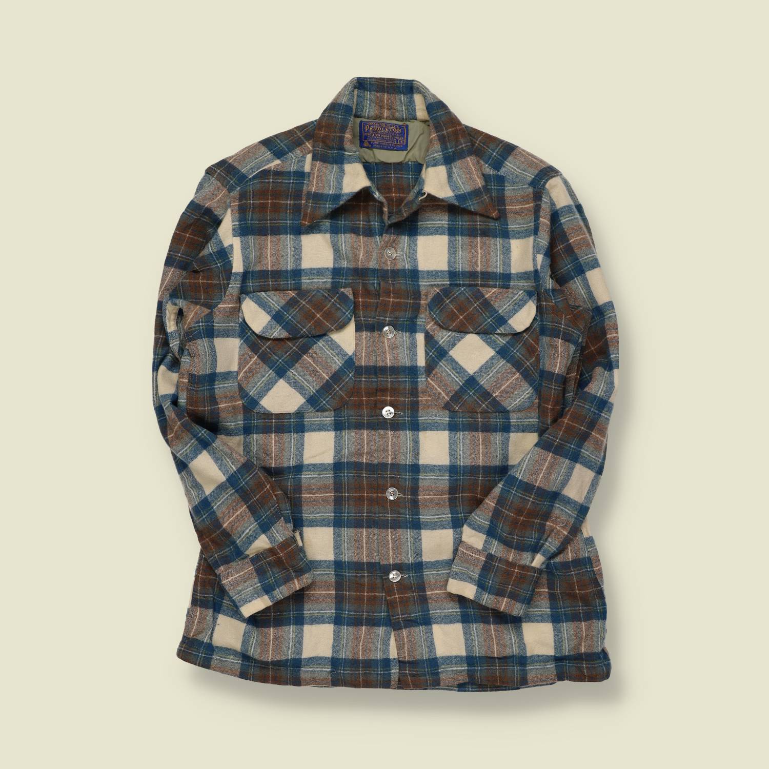 1970s–80s | Pendleton | Wool Plaid Shirt – Brown/Blue/Cream - XS/S