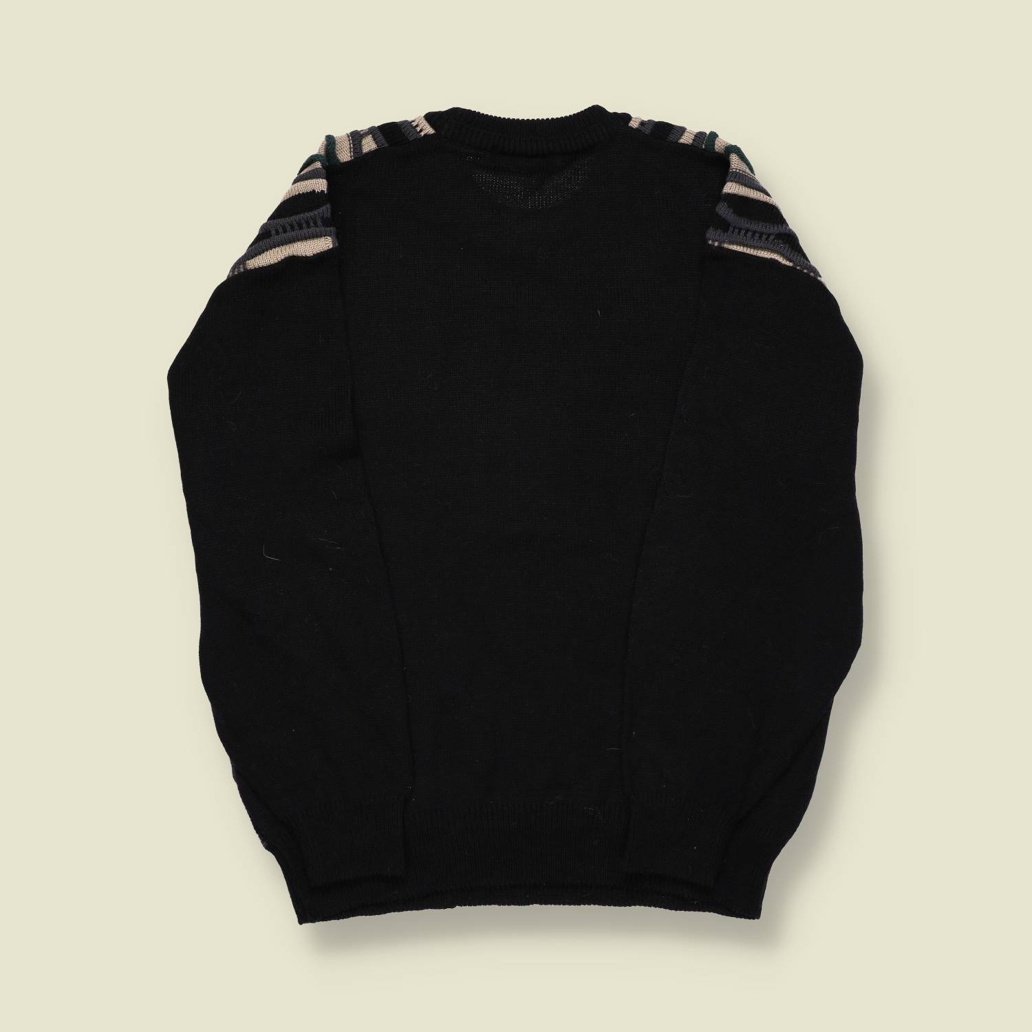 1990s | Cadillac 3D Knit Jumper | Black/Teal/Grey – Coogi-Style - M/L