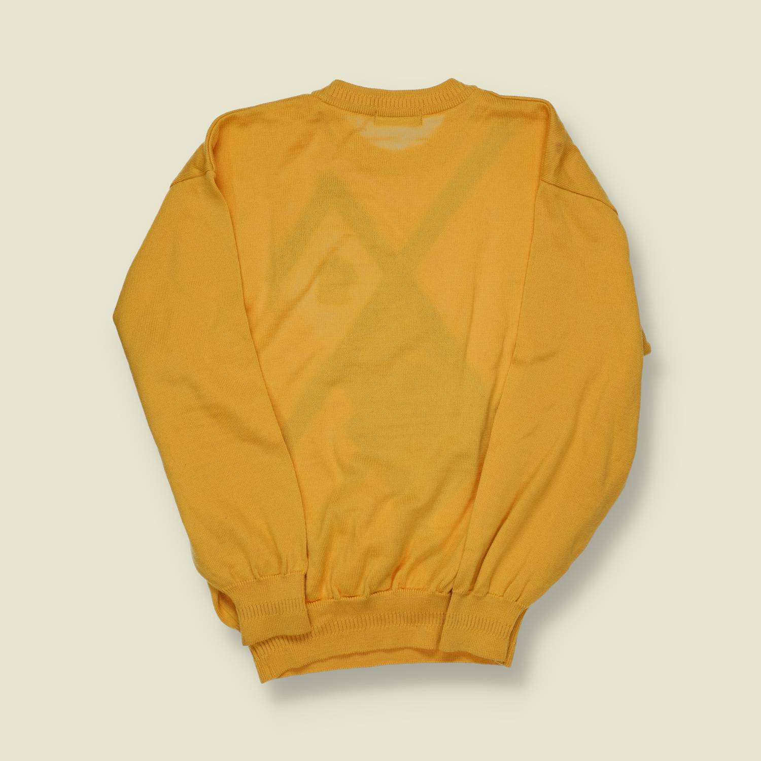 1990s | Popeye Argyle Knit Jumper | Yellow/Black – Novelty Graphic - S/M