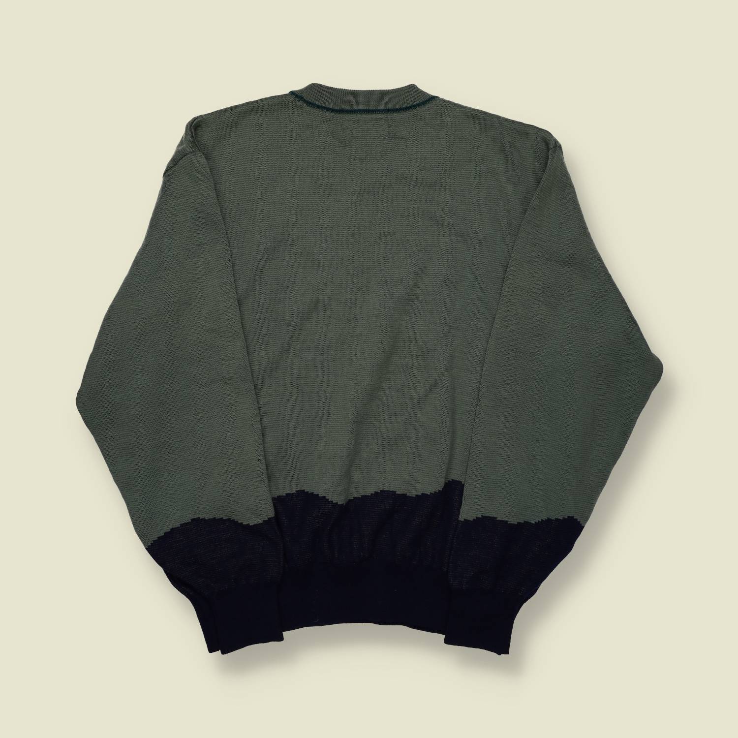 1980s | Dunlop Golf Scene Knit Jumper | Sage/Teal/Amber - S